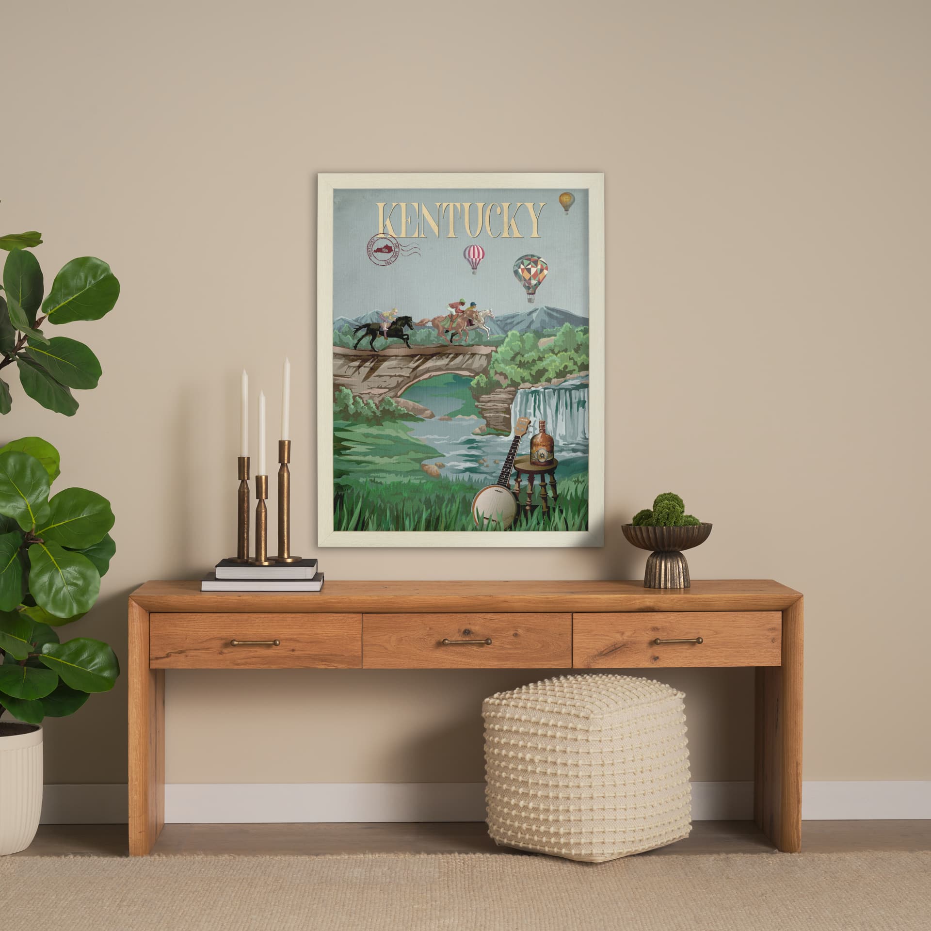 Kentucky Go USA (L) by Mercana Studio a Hand Embellished Decograph Framed Art Print — in a styled room