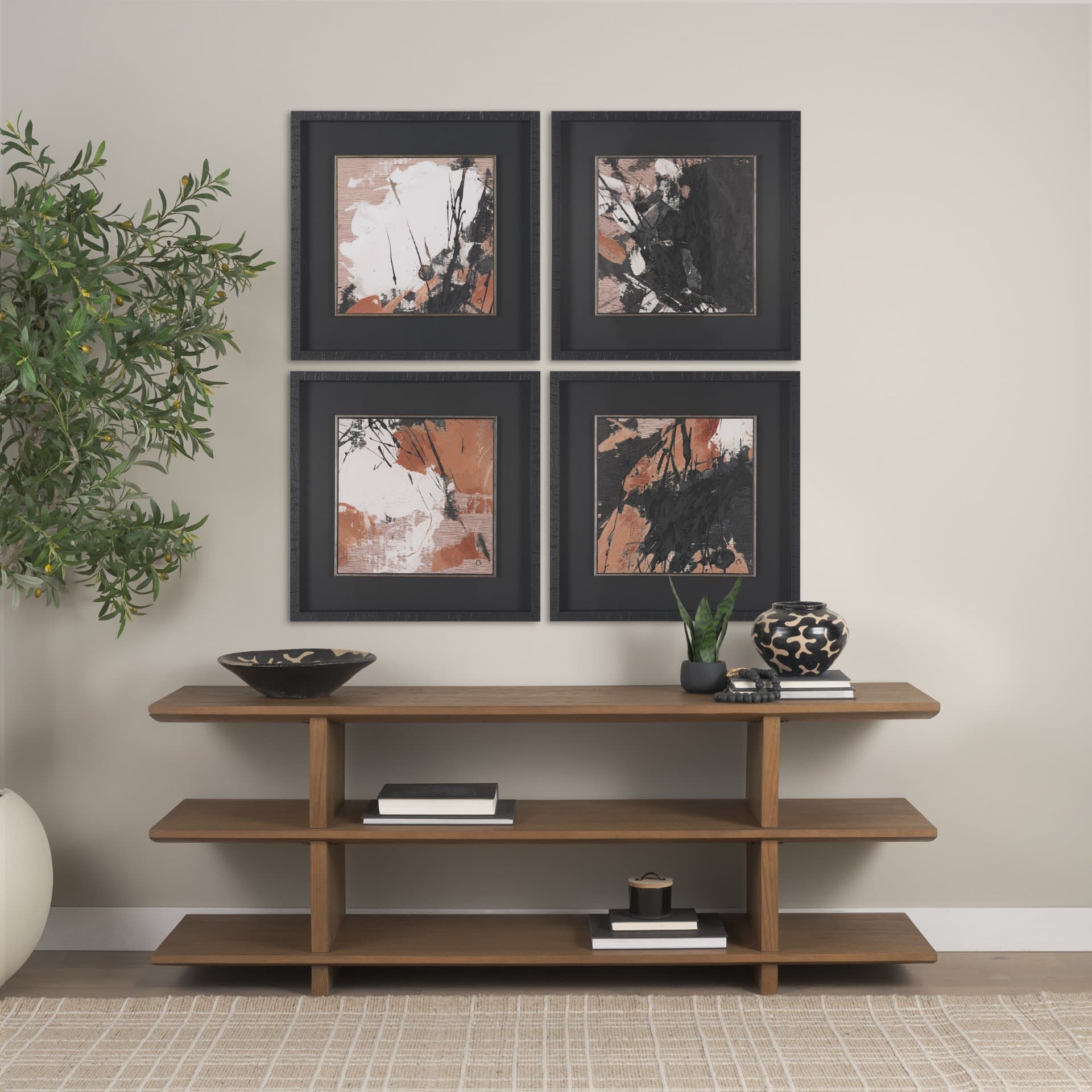 Tones of Sienna I (Set 2) by Mercana Studio Hand-Embellished Framed Artwork Matted under Glass — in a styled room