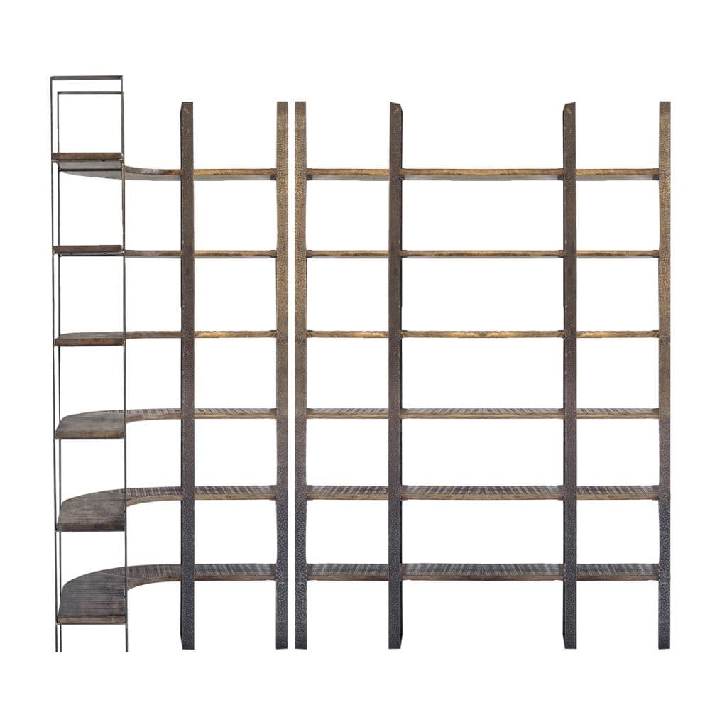 Taunton I 80L x 10.5W x 90H Brown Wood and Black Iron Six Shelving Unit — product photograph