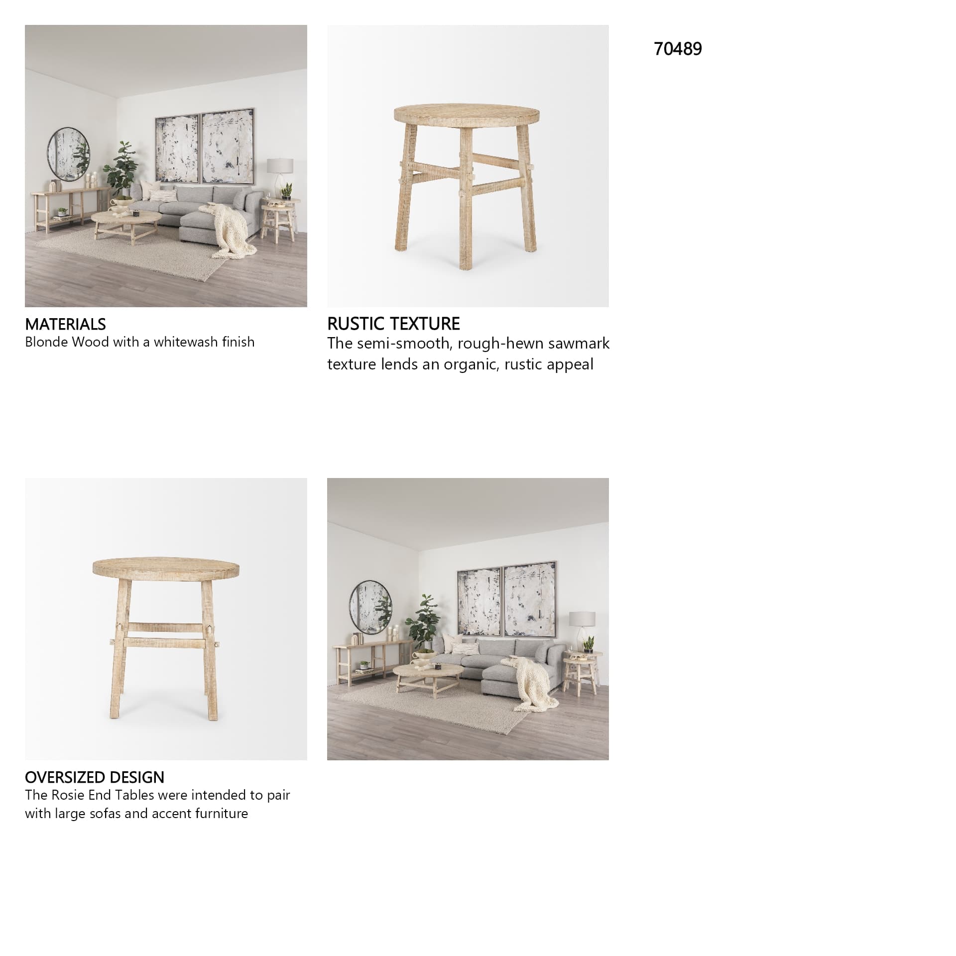 Rosie Large Blonde Wood End Table — in a styled room