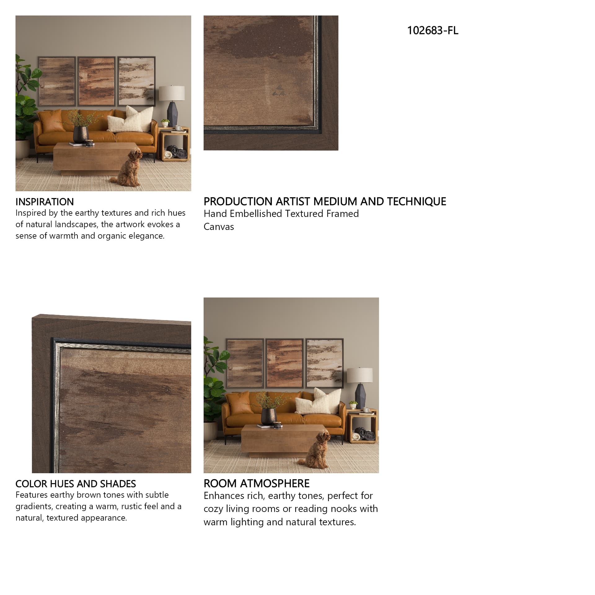 Cocoa by Mercana Studio a Hand Embellished Textured Framed Canvas — in a styled room