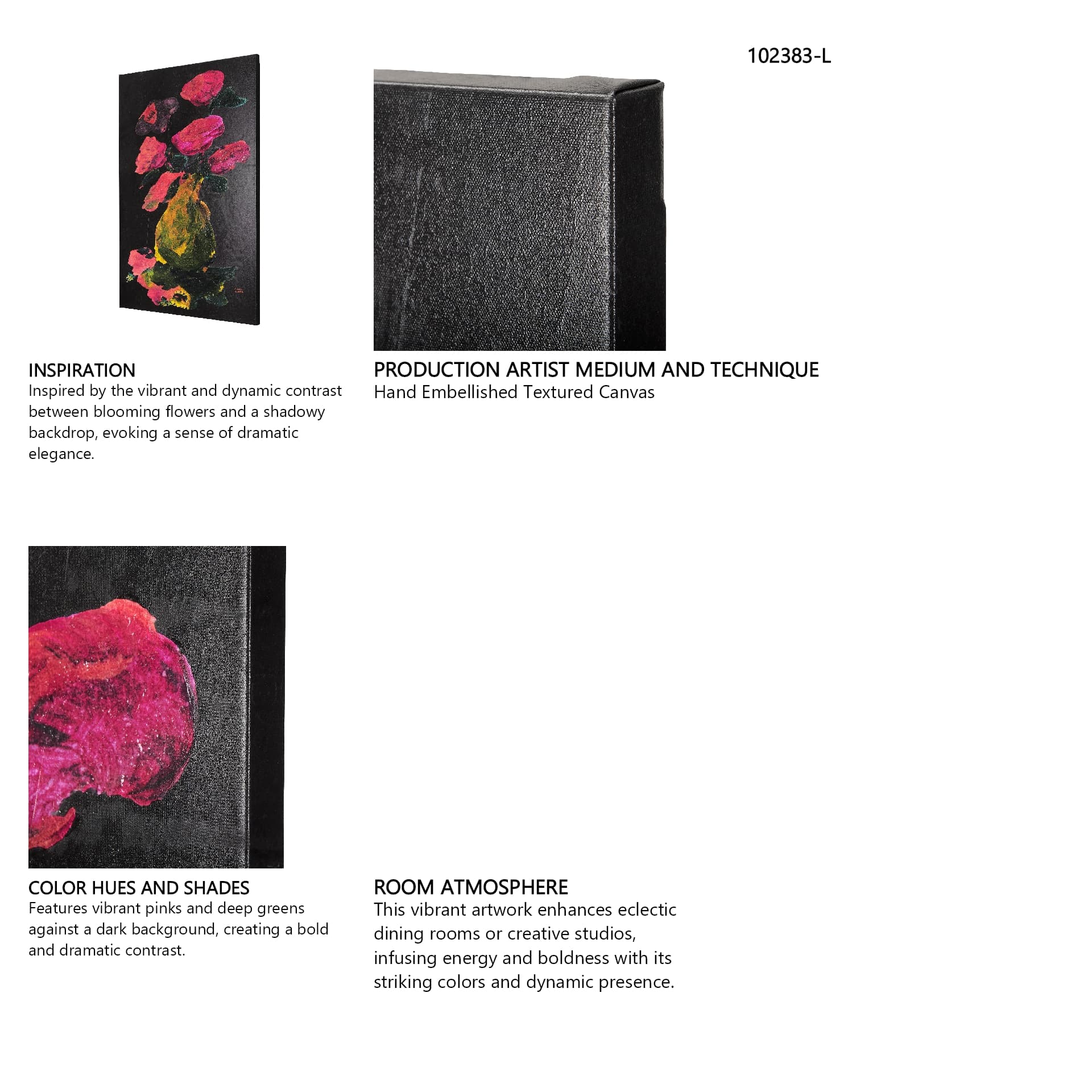 Midnight Flower I by Mercana Studio a Hand Embellished Textured Canvas — in a styled room
