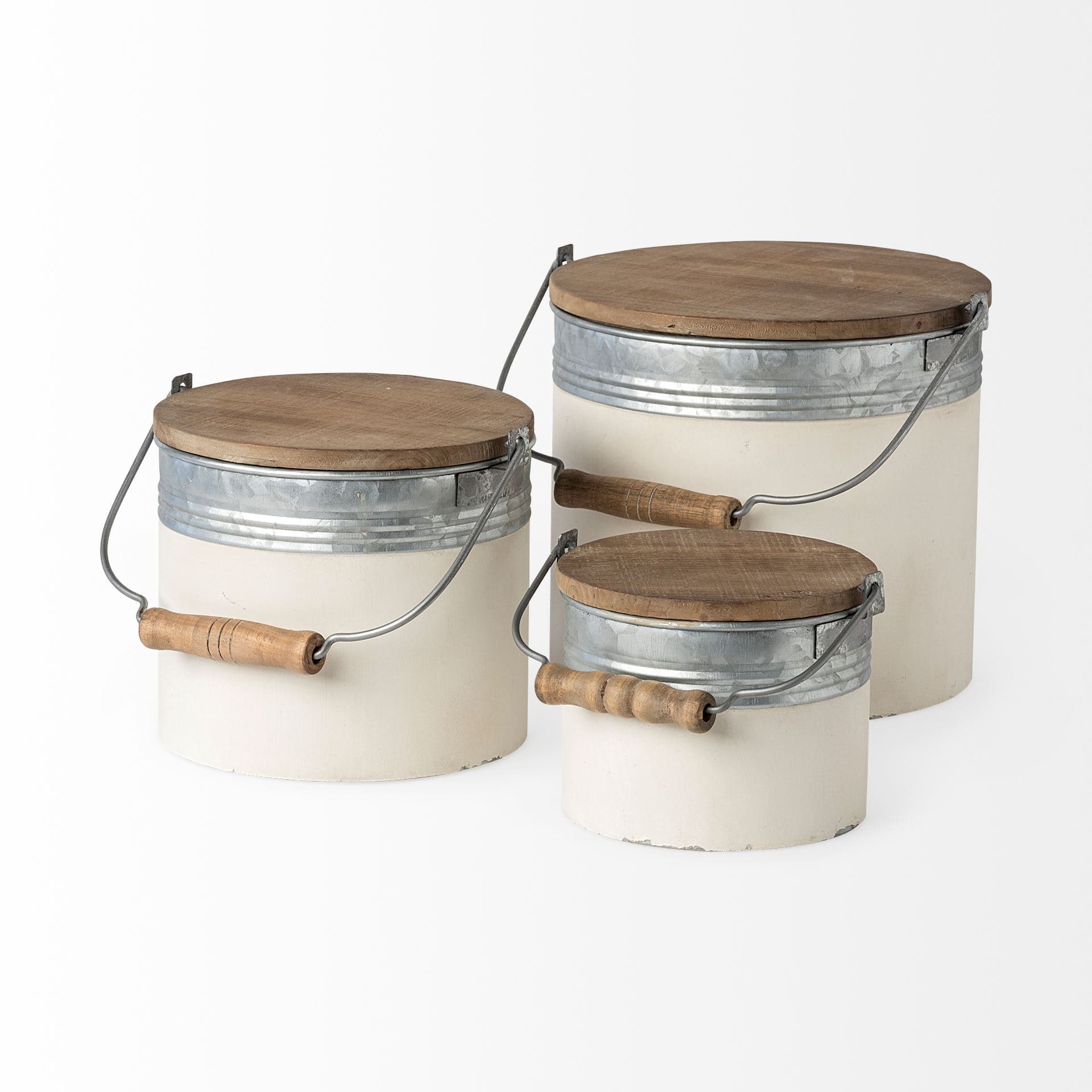 Alani (Set of 3) White Metal Storage Boxes — product photograph