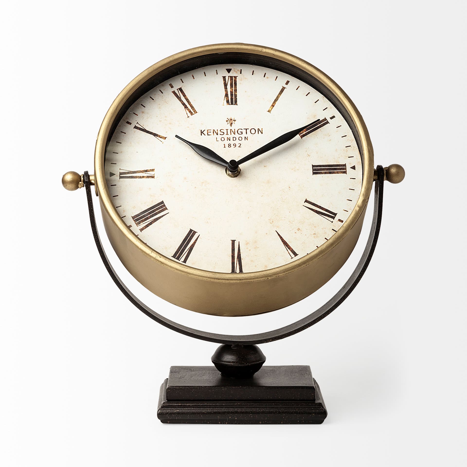 Houston Gold Metal Half Moon Base Table Clock — product photograph