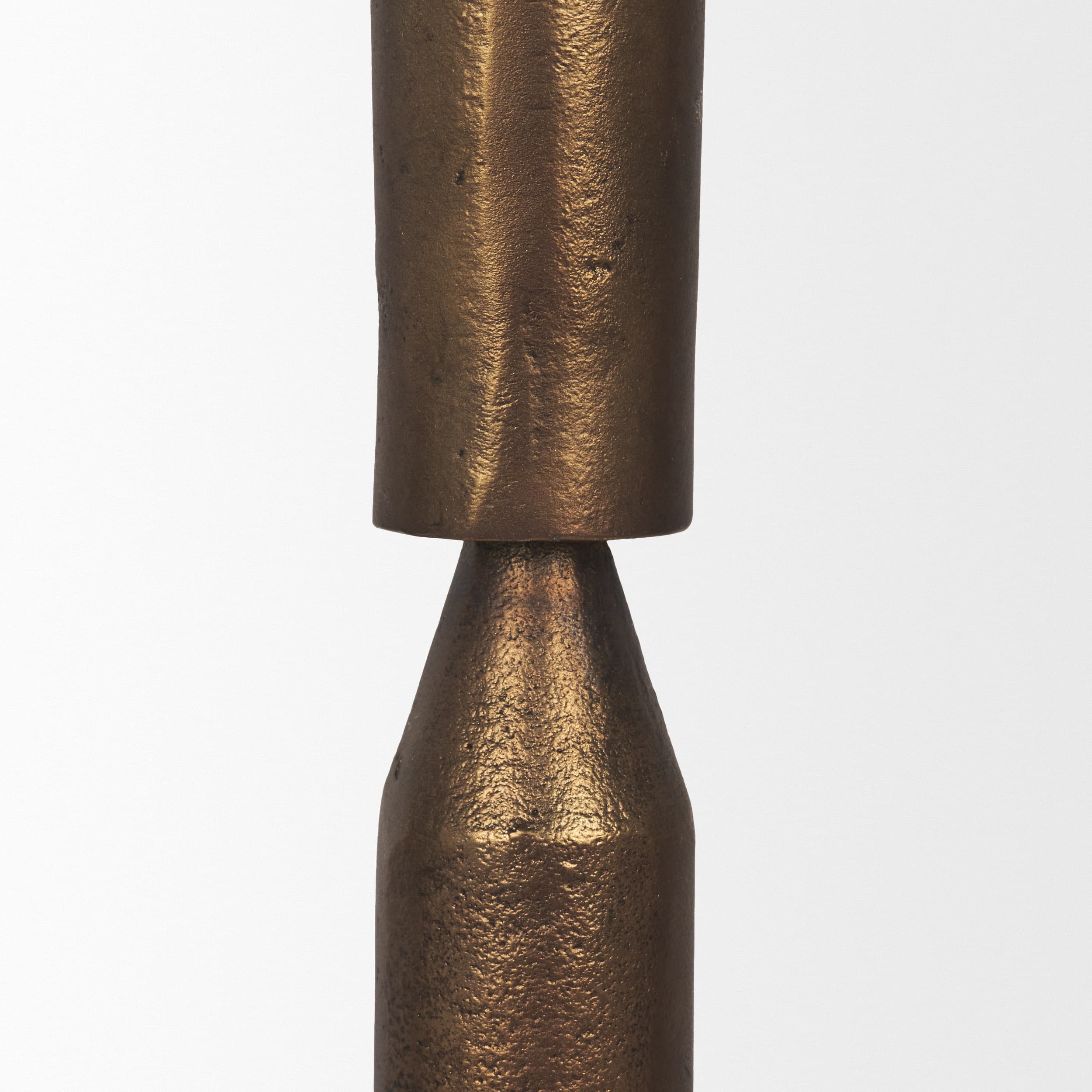 Declan Antiqued Brass Cast Metal Taper Candle Holder — product photograph