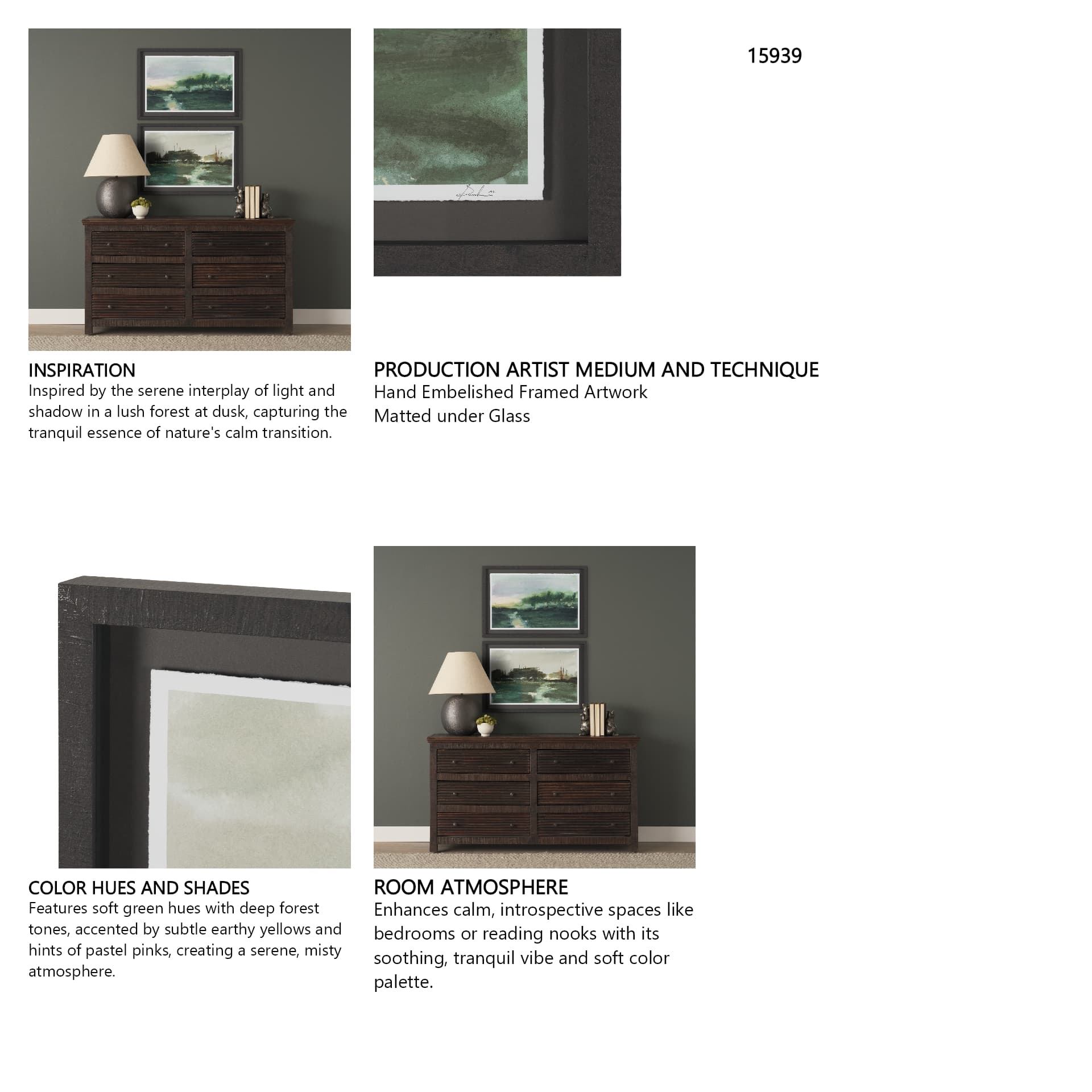 Afternoon Sunset by Mercana Studio Hand Embelished Framed Artwork Matted under Glass — in a styled room