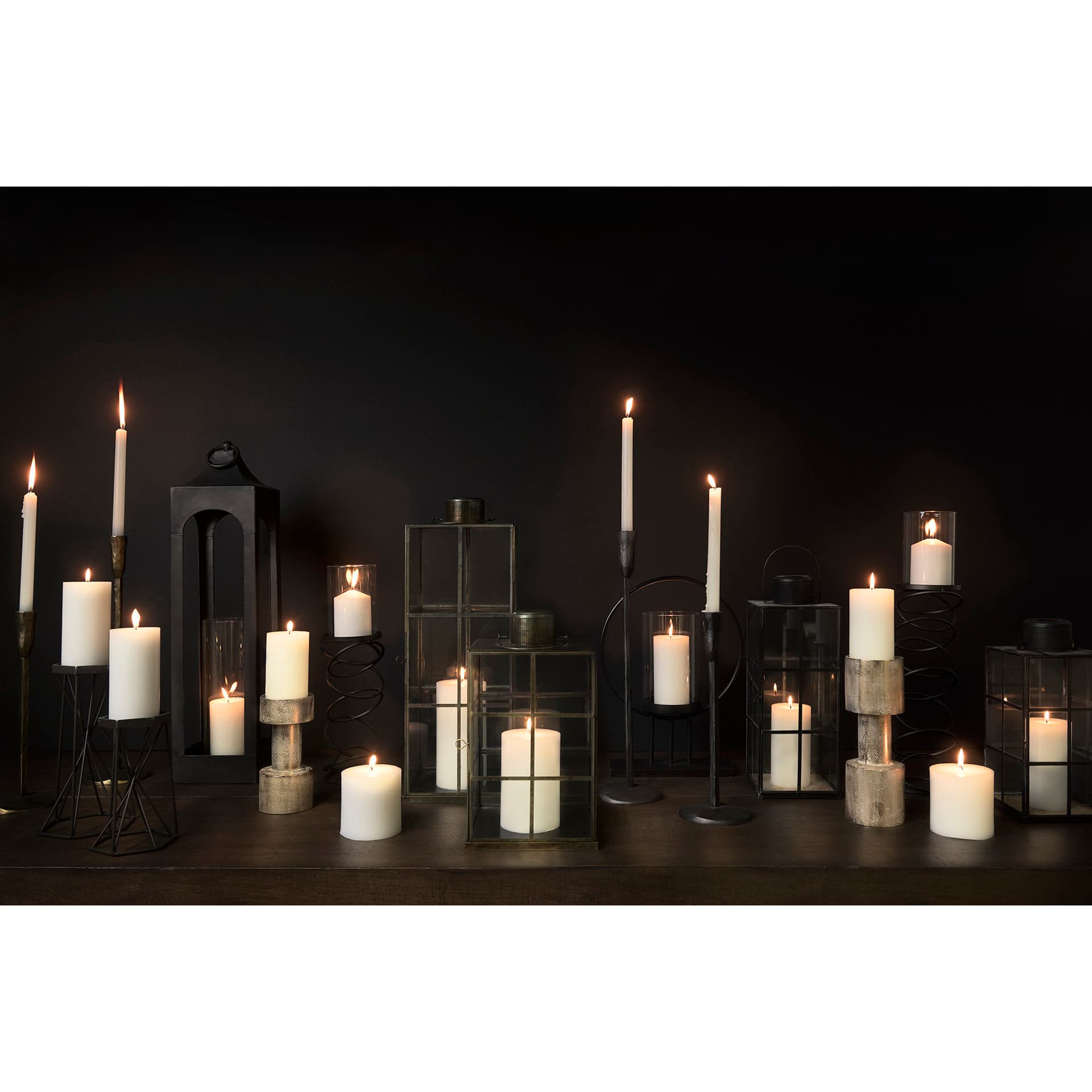 Omega II Medium Black Metal Stacked Ring Table Candle Holder — product photograph