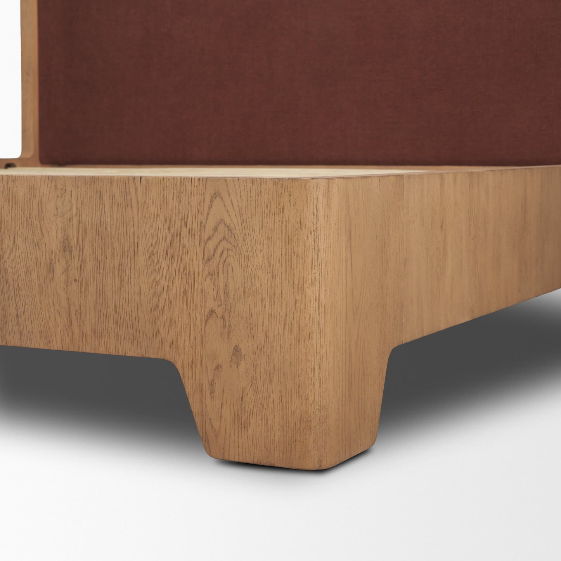 Holden King Upholstered Bedframe | Shelter Headboard | Burgundy Performance Fabric — product photograph