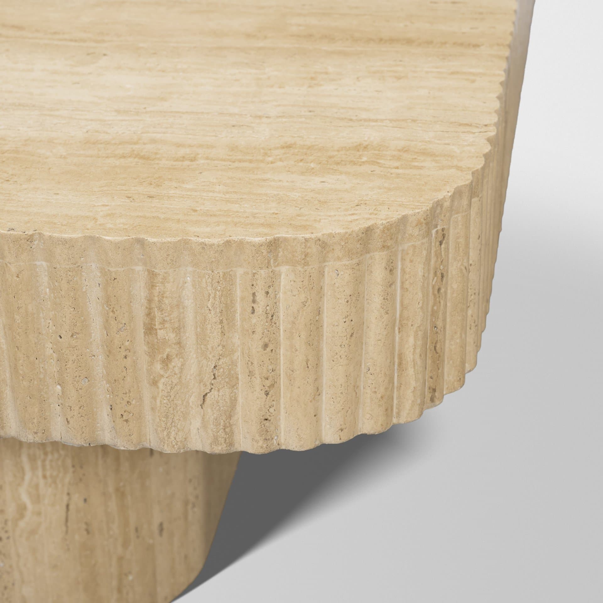 Tavora Ribbed Square Travertine Coffee Table — product photograph