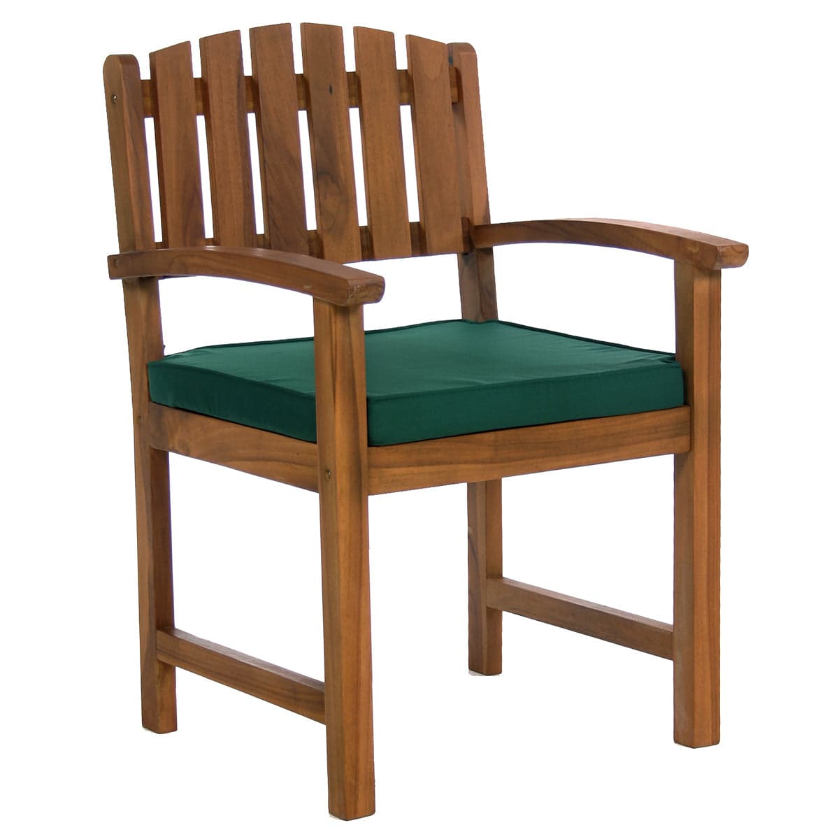 5-Piece Teak Oval Extension Patio - Table and Dining Chairs Set - Green Cushions — product photograph