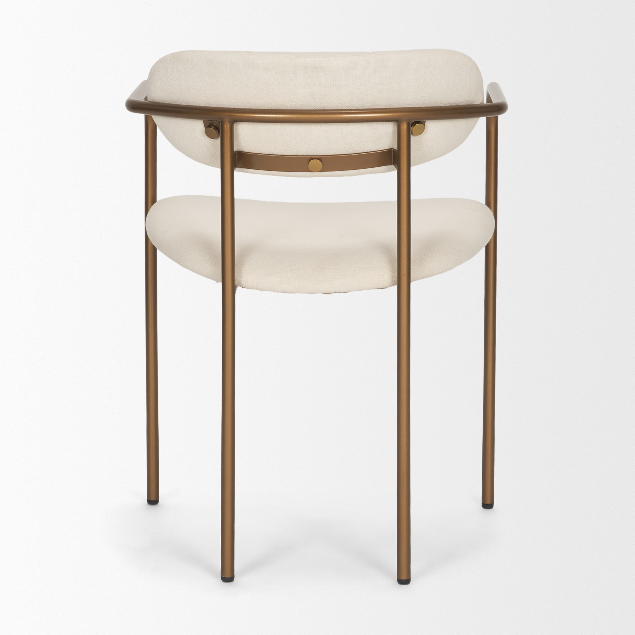 Parker Curved Back Dining Arm Chair | Cream Fabric w/ Gold Metal — product photograph