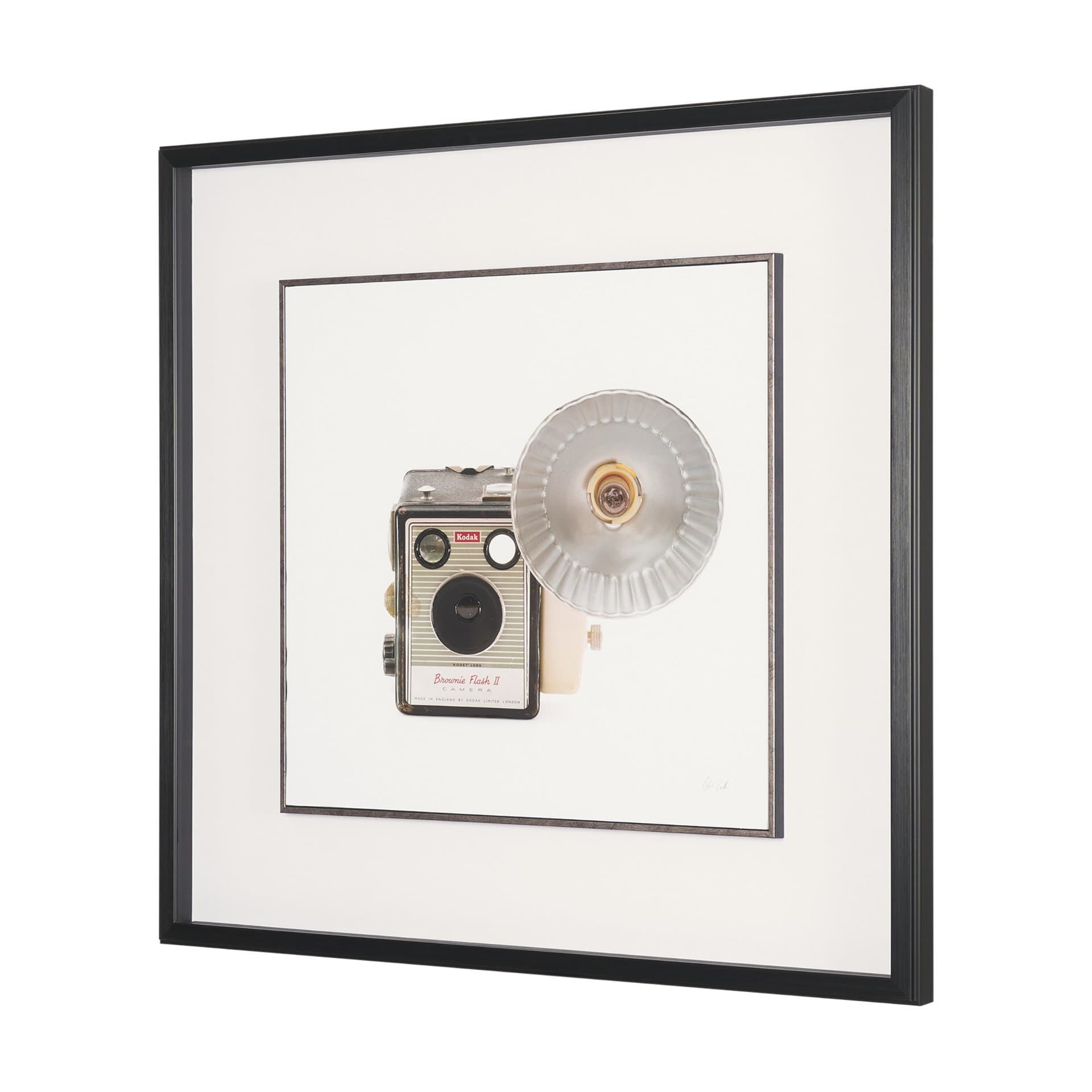 Flash Bulb Camera by Deborah Revell Hand Embelished Framed Art Print Matted under Glass — product photograph