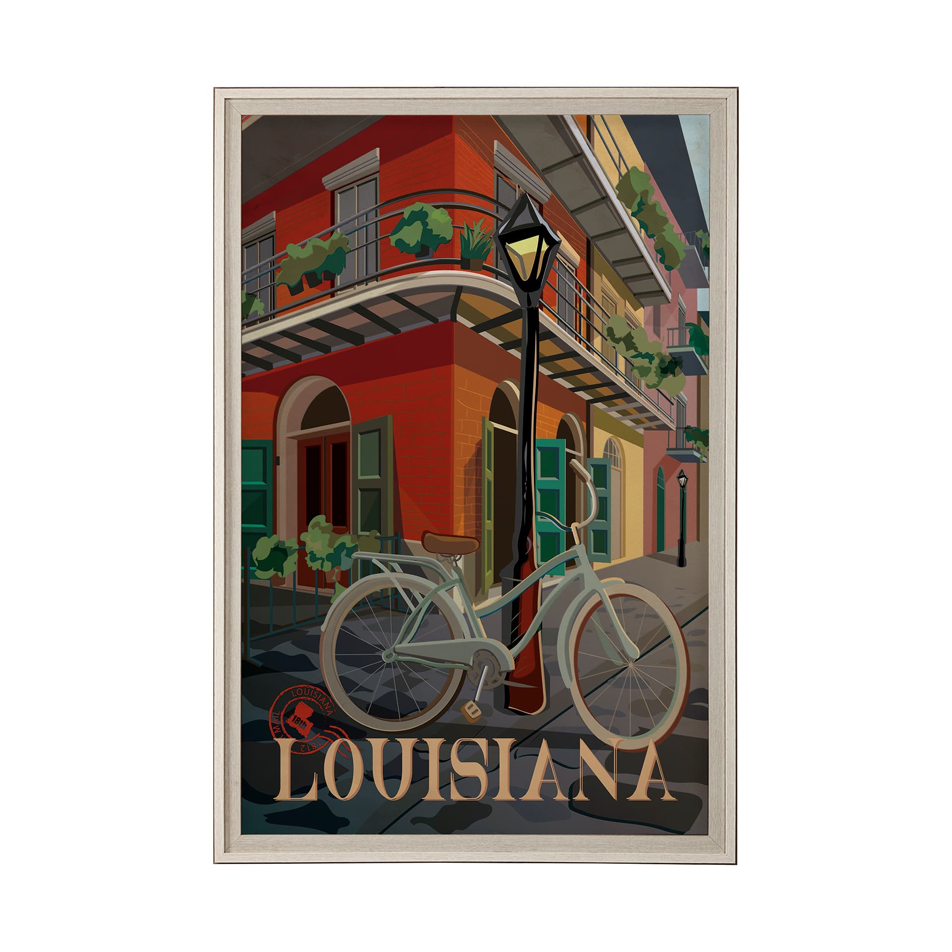 Louisiana Go USA (XL) by Mercana Studio a Hand Embellished Decograph Framed Art Print under Glass — product photograph