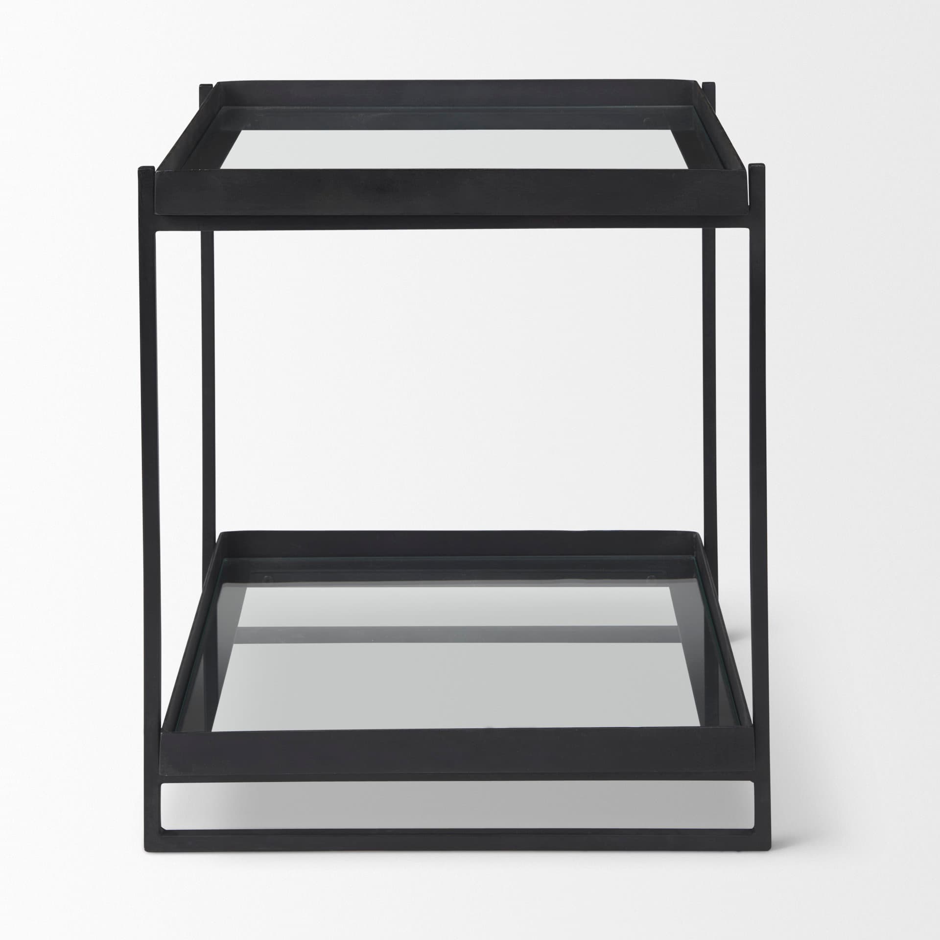 Trey Black Metal W/Glass Accent Table — product photograph