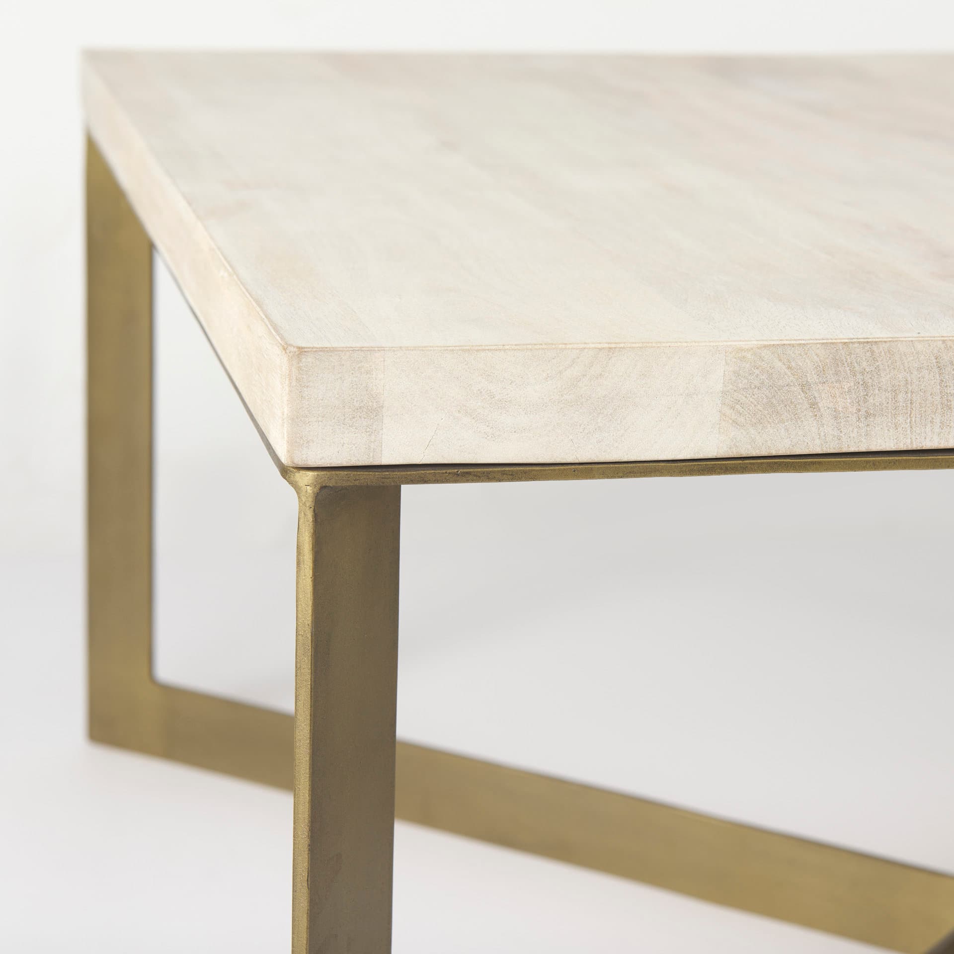 Faye 34L x 34W x 17H Beige Finished Wood W/Gold Metal Base Square Coffee Table — product photograph