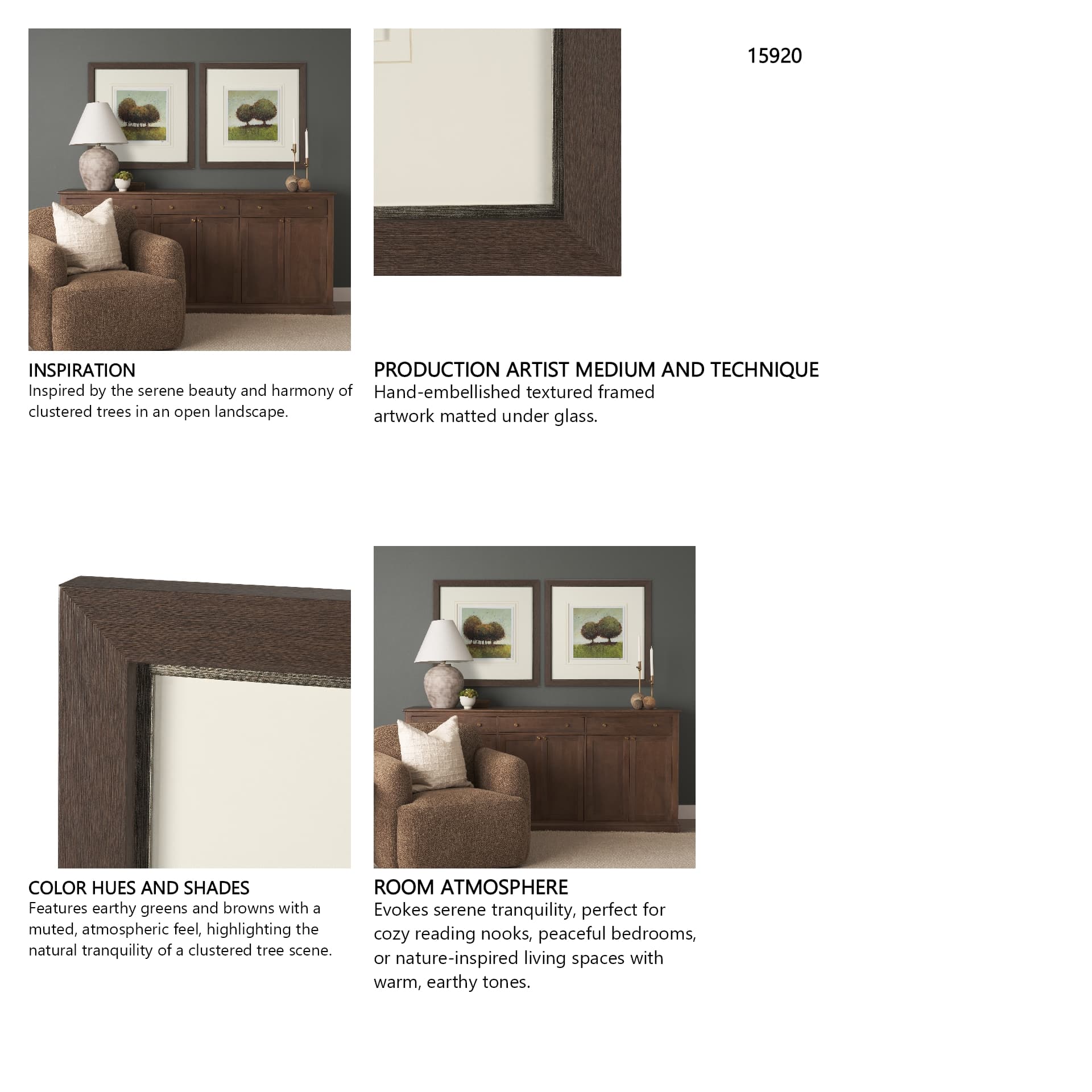 Hidden Grove I by Mercana Studio Hand Embelished Textured Framed Artwork Matted under Glass — in a styled room