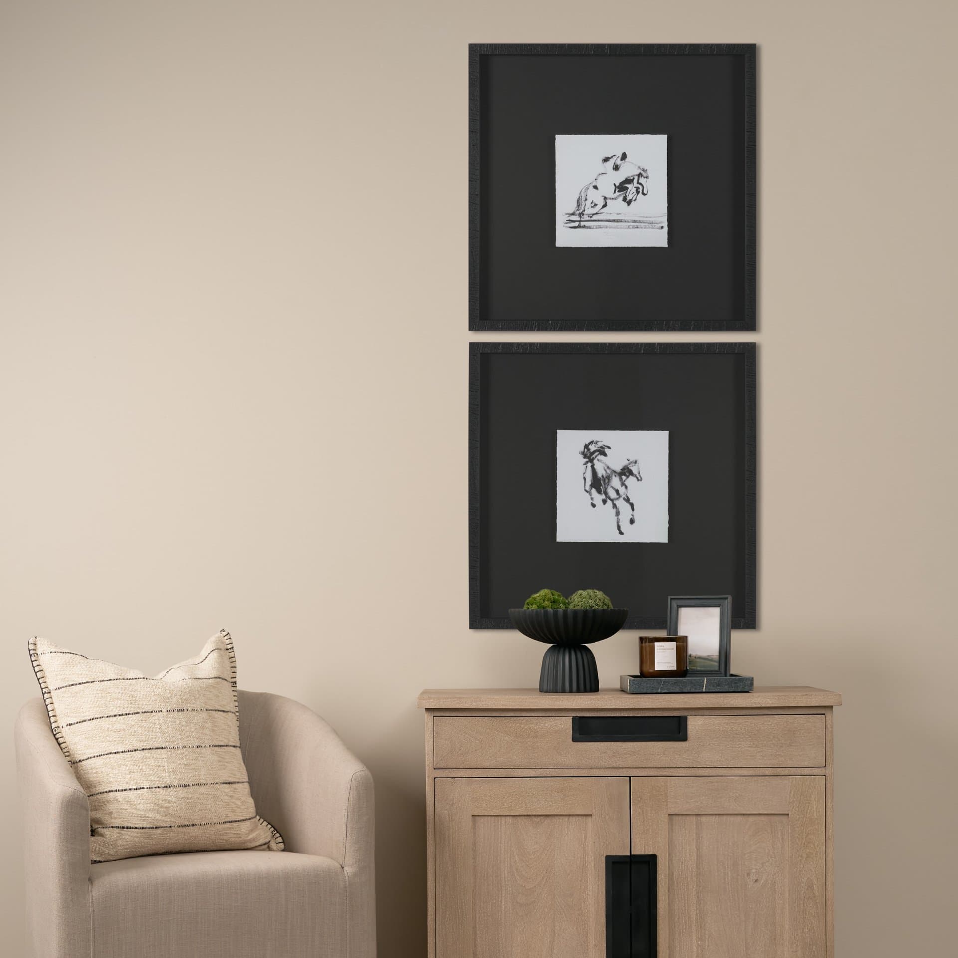 Galloping Gracefully by Santhosh ch Hand-Embellished Framed Artwork Matted under Glass — in a styled room