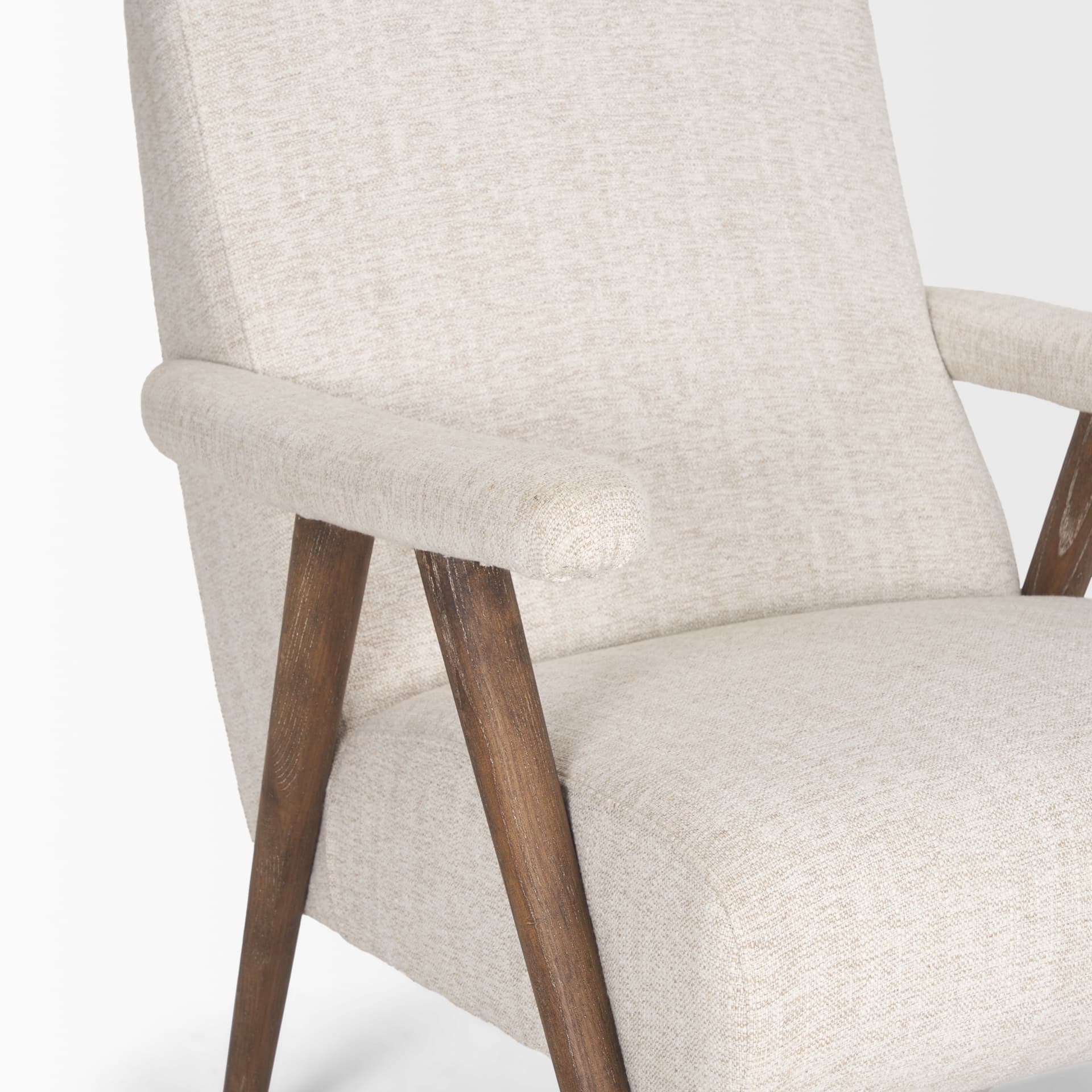 Nico Oatmeal Upholstered w/ Brown Wood Accent Chair — product photograph