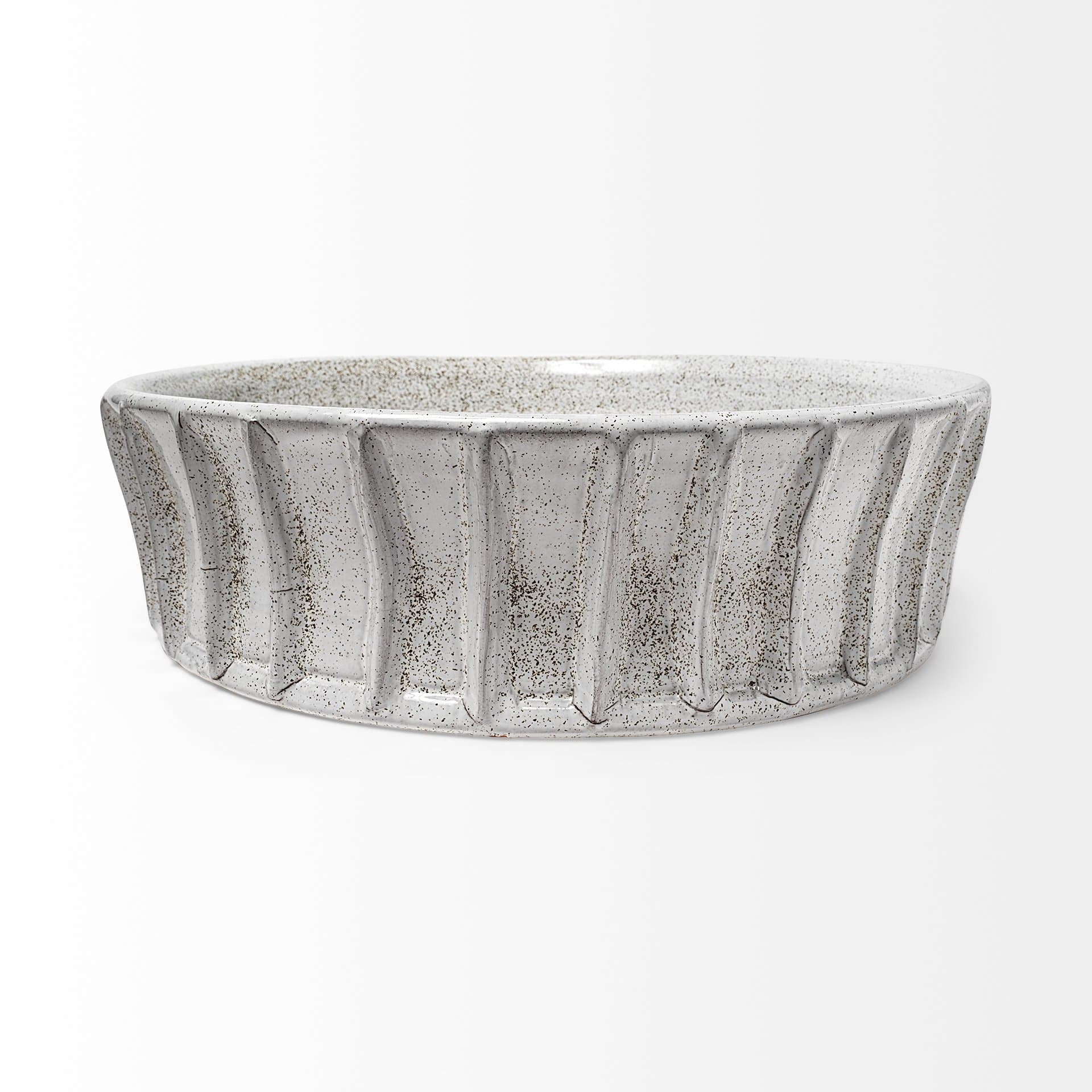 Silone (Large) 16L x 16W White Ceramic Bowl — product photograph