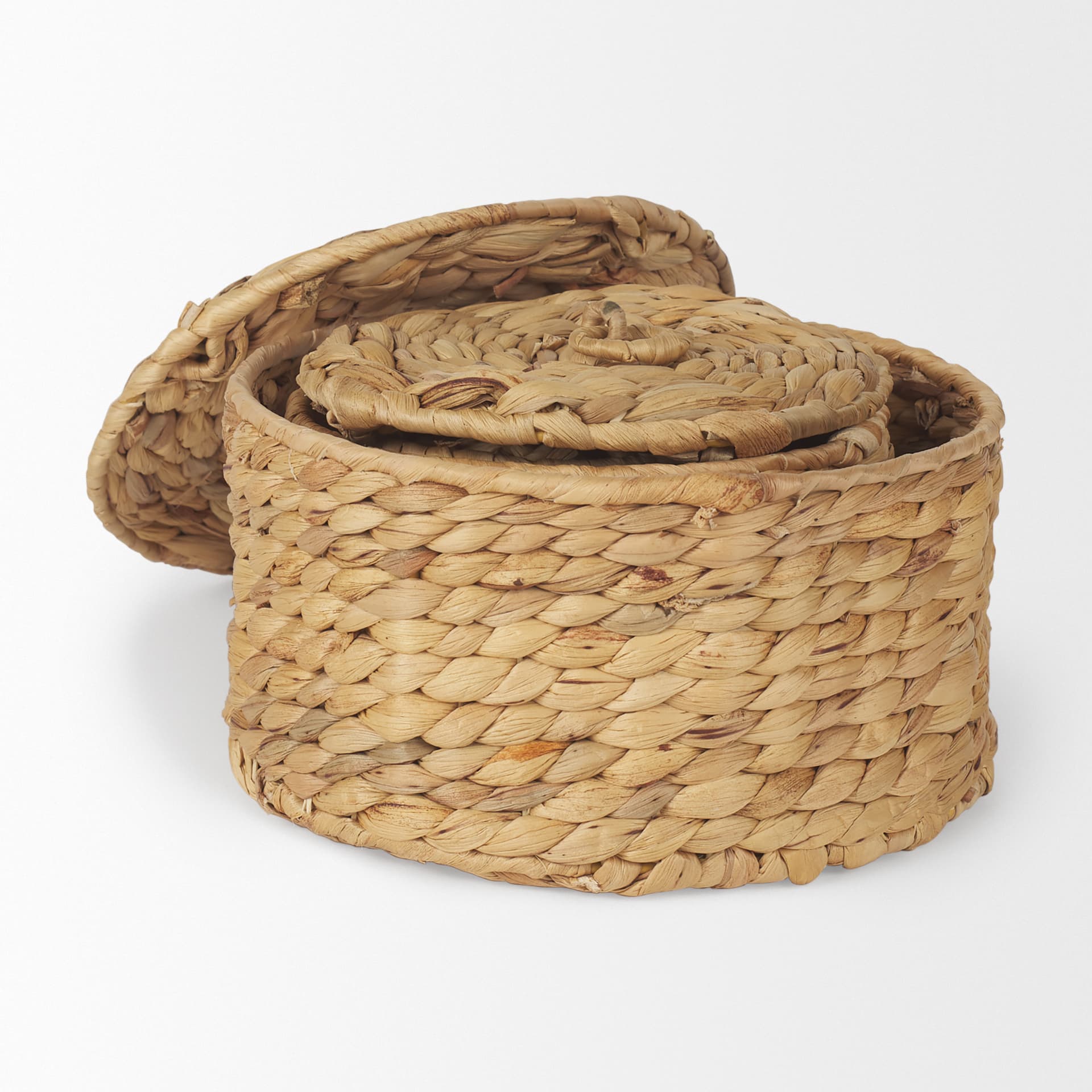 Kea Set of 3 Nesting Water Hyacinth Boxes with Lids — product photograph