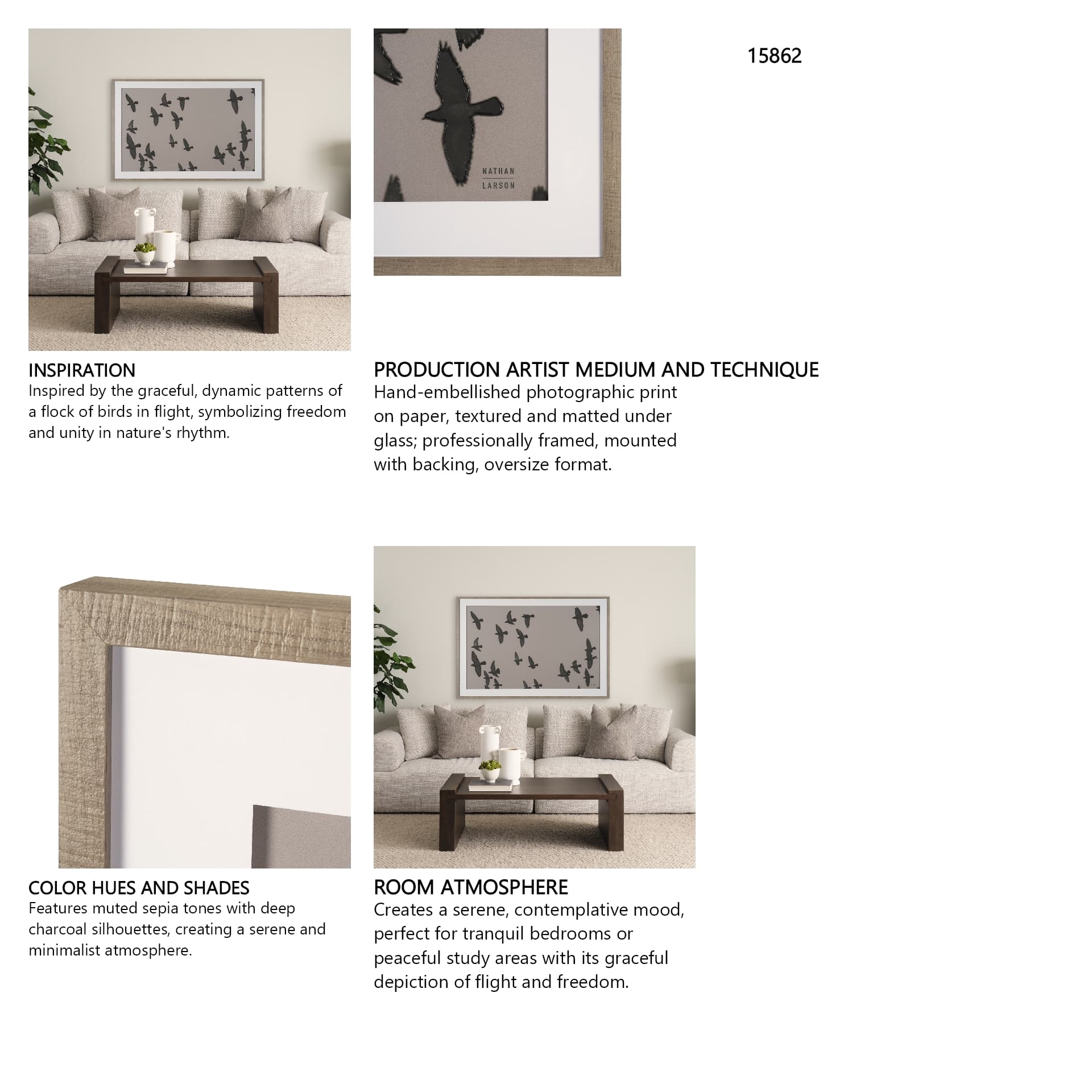 Flock I by Nathan Larson a Hand Embellished Framed Photo Print under Glass — in a styled room