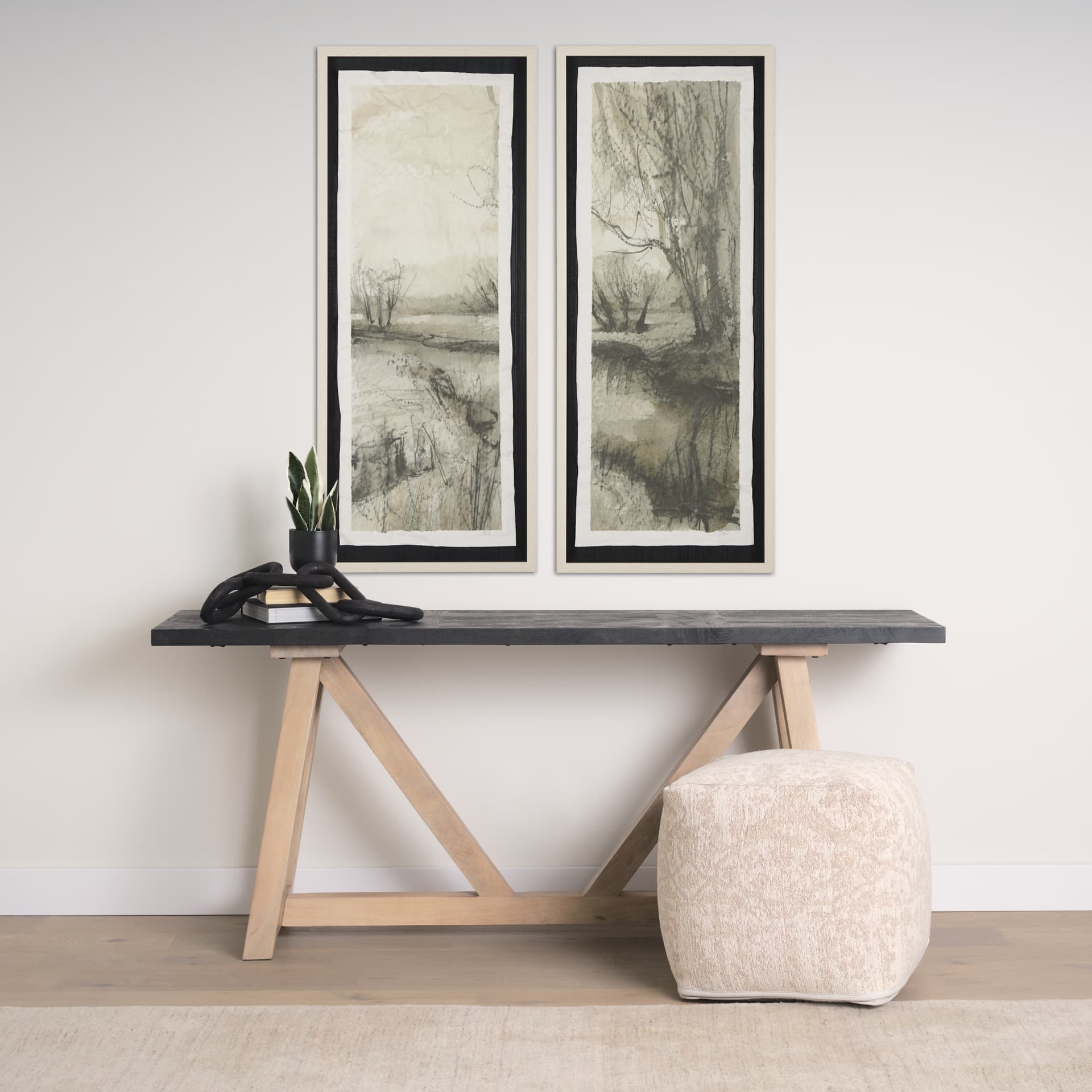 Beyond the Rain I by Mercana Studio a Hand Embellished Framed Art Print Matted under Glass — in a styled room