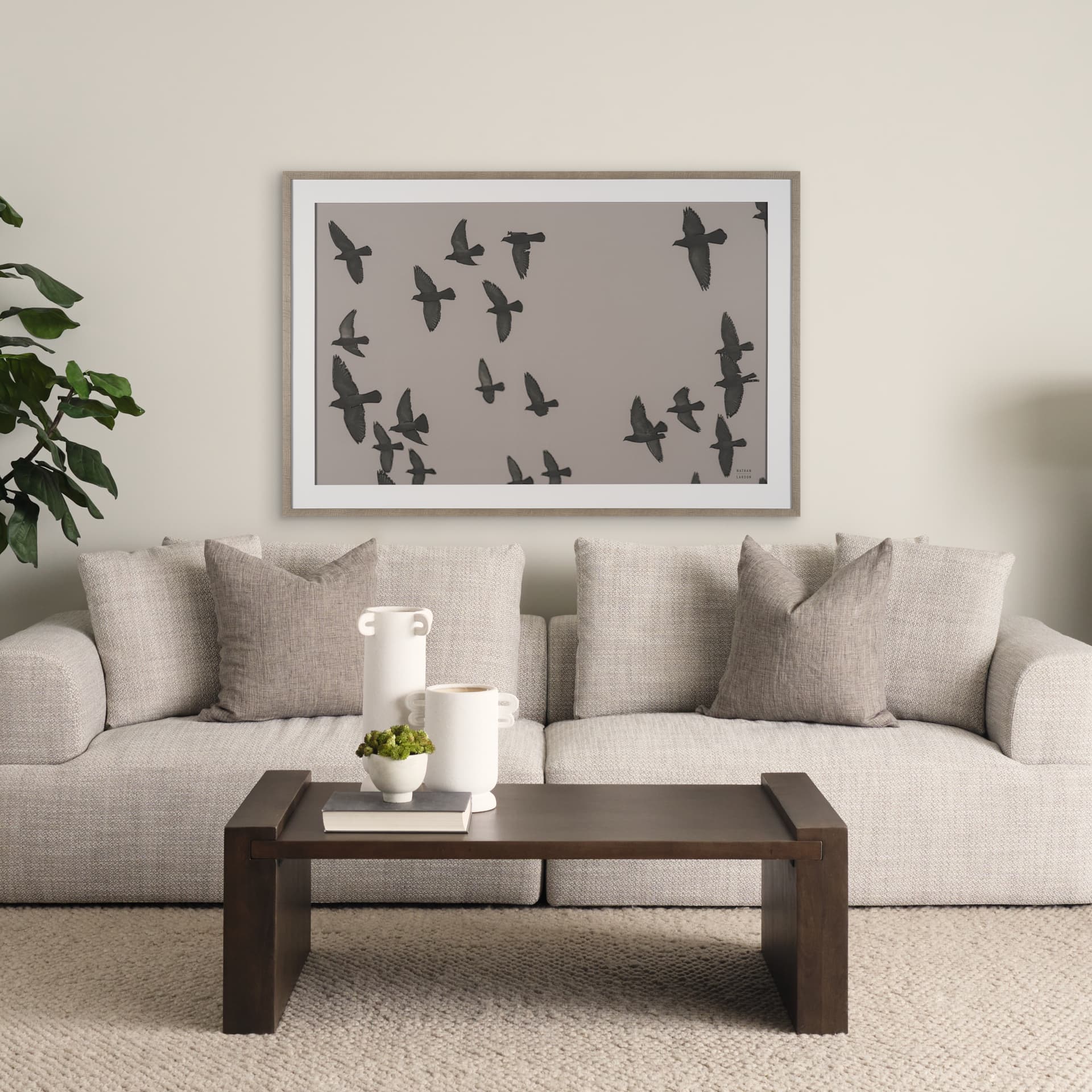 Flock I by Nathan Larson a Hand Embellished Framed Photo Print under Glass — in a styled room