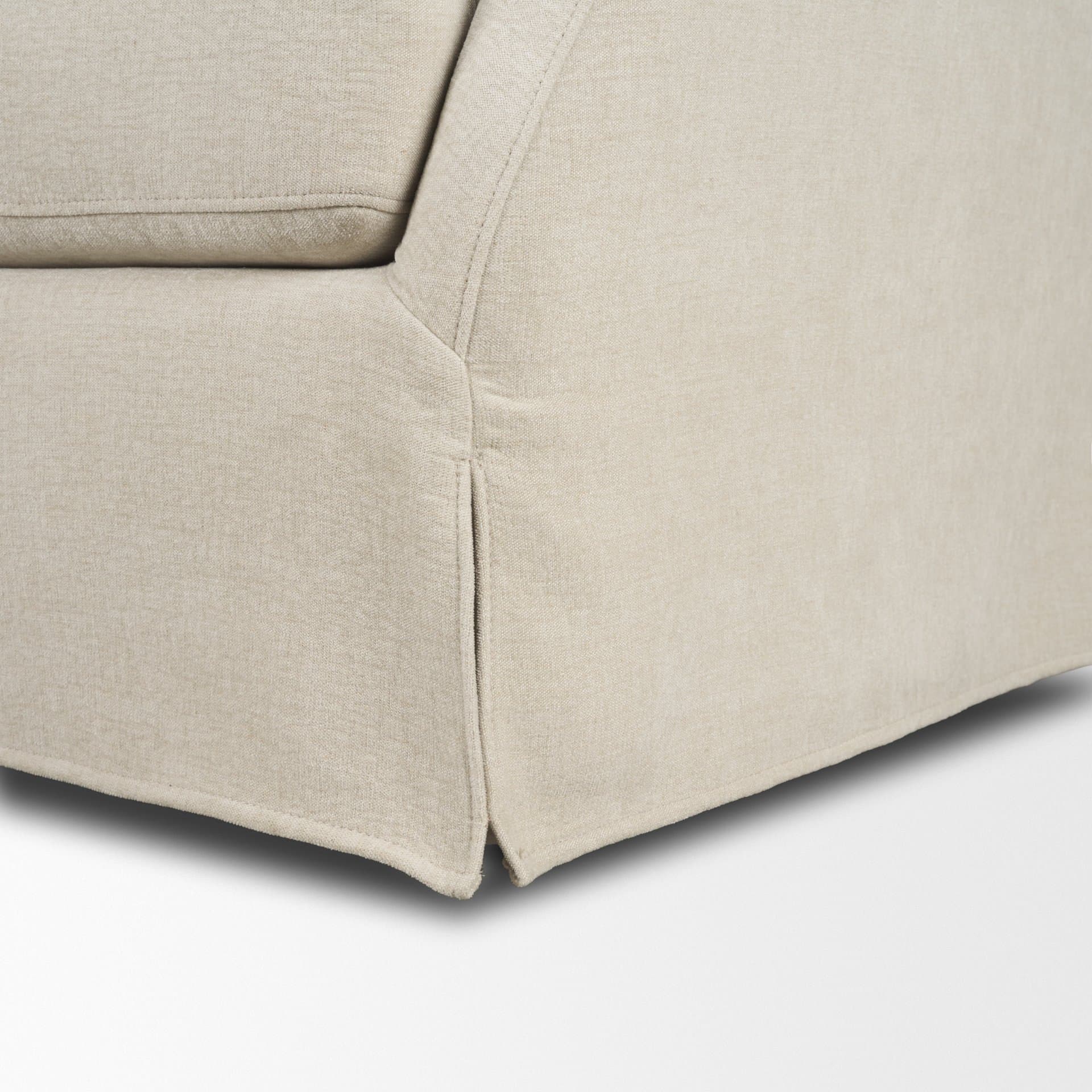 Ellington Slipcovered Slope Arm Swivel Swivel Accent Chair | Cream Fabric — product photograph