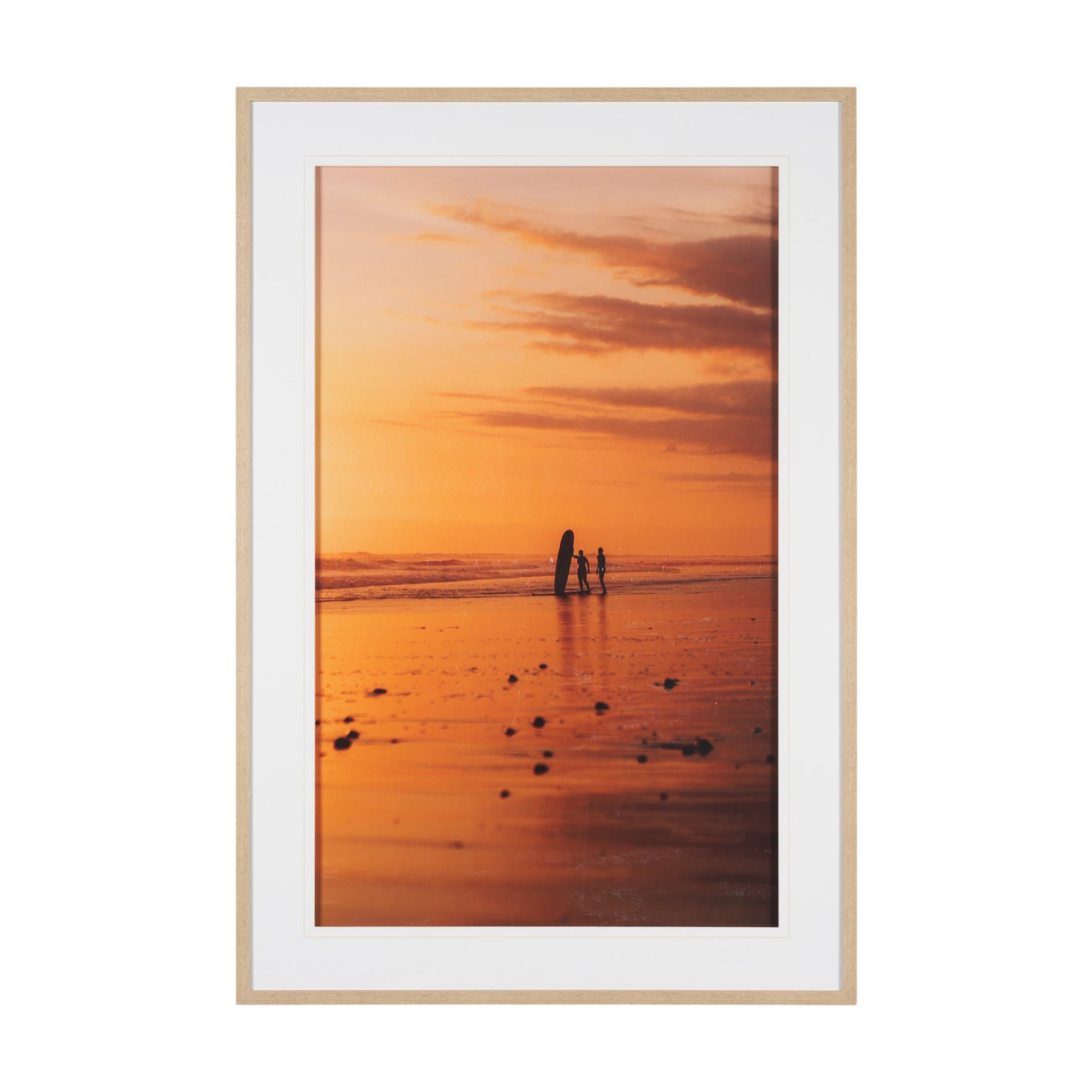 Bali Surfers by Stefan and Audrey Hand-Embellished Textured Framed Photo Print Matted under Glass — product photograph