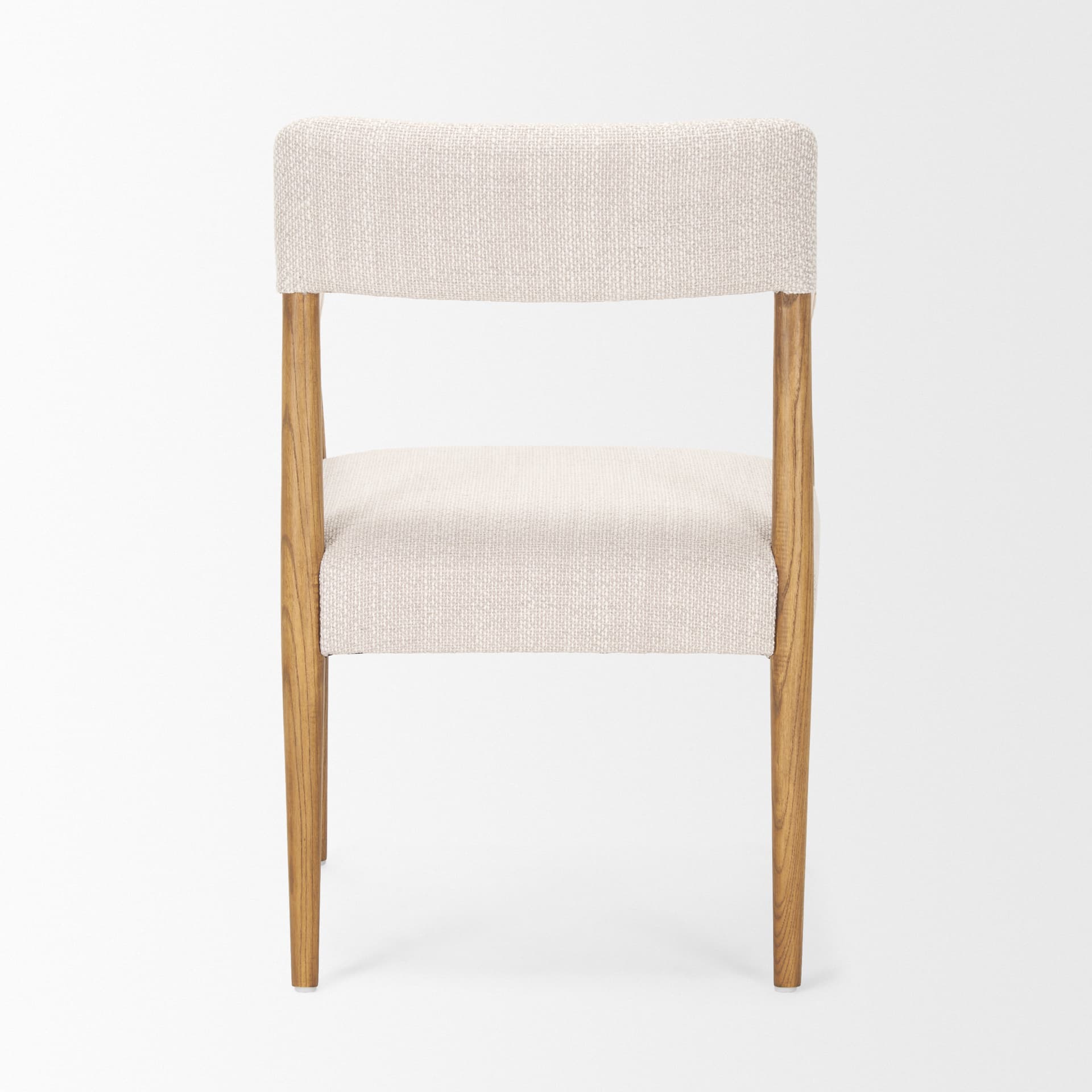 Toni Curved Back Dining Side Chair | Cream Fabric w/ Light Brown Wood — product photograph