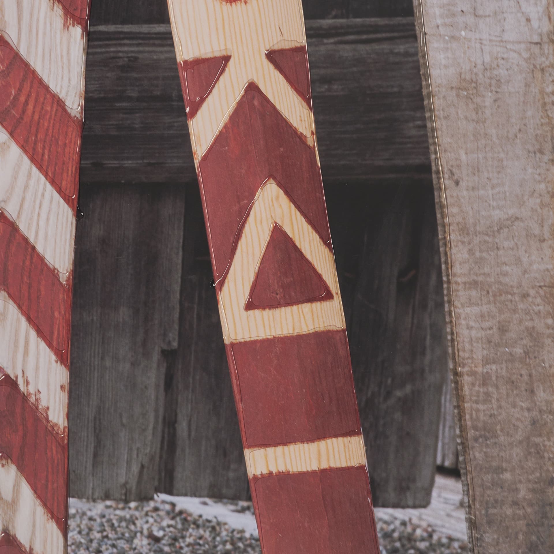Canoe Paddles by Deborah Revell Hand Embelished Framed Art Print Matted under Glass — product photograph