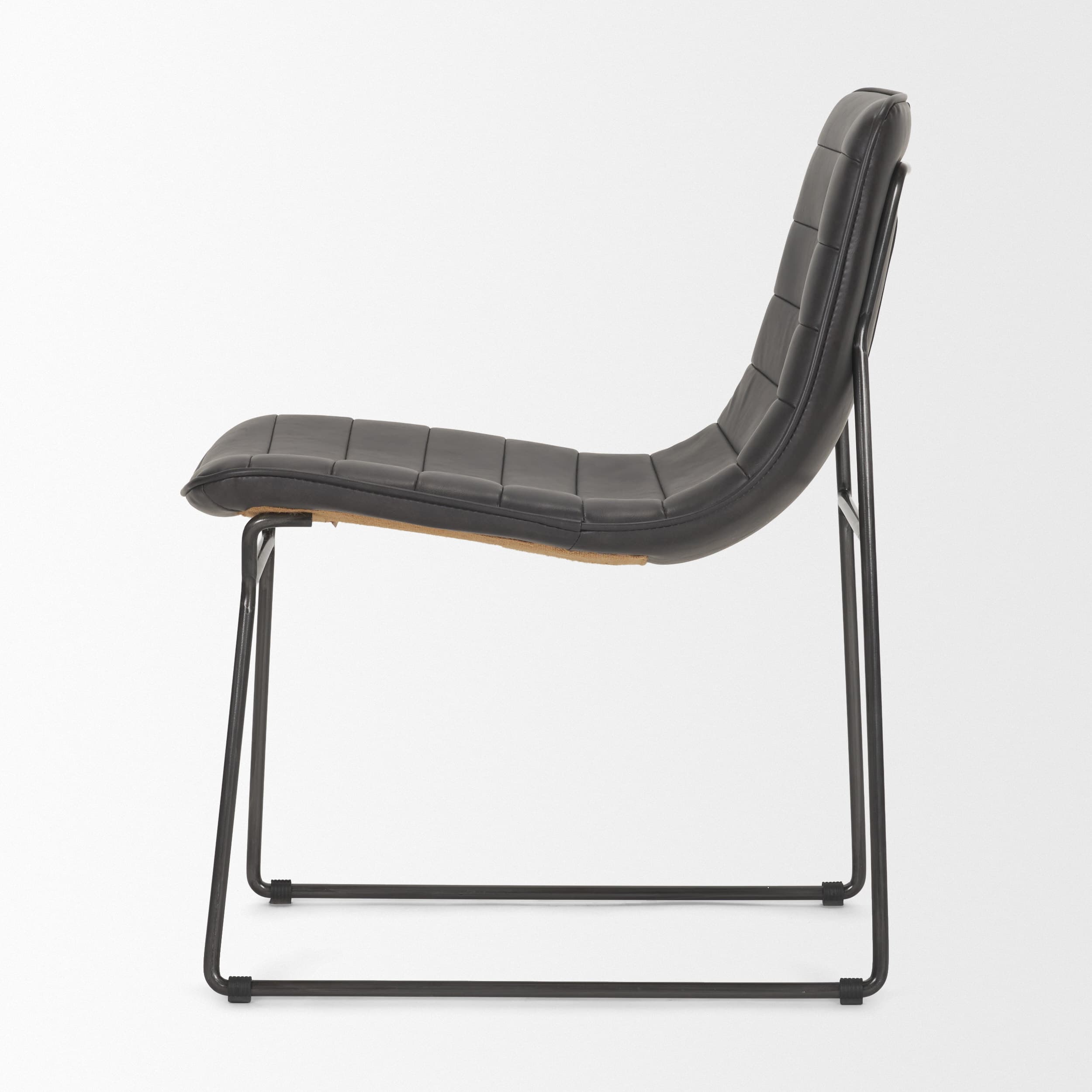 Thornton Solid Back Dining Side Chair | Faux Leather w/ Iron — product photograph