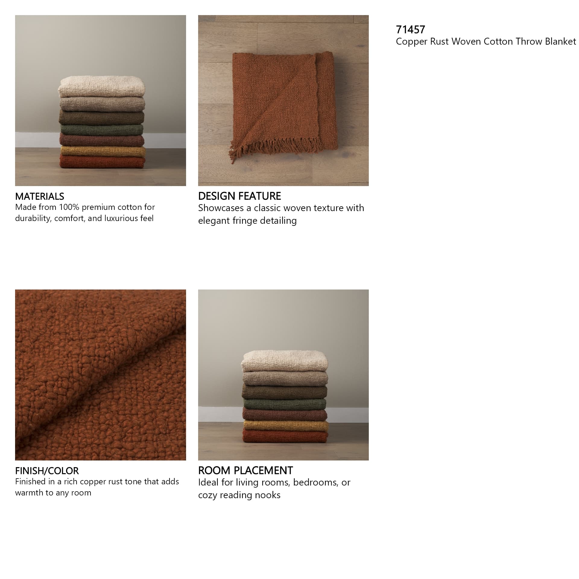 Kambal Copper Rust Woven Cotton Throw Blanket — product photograph