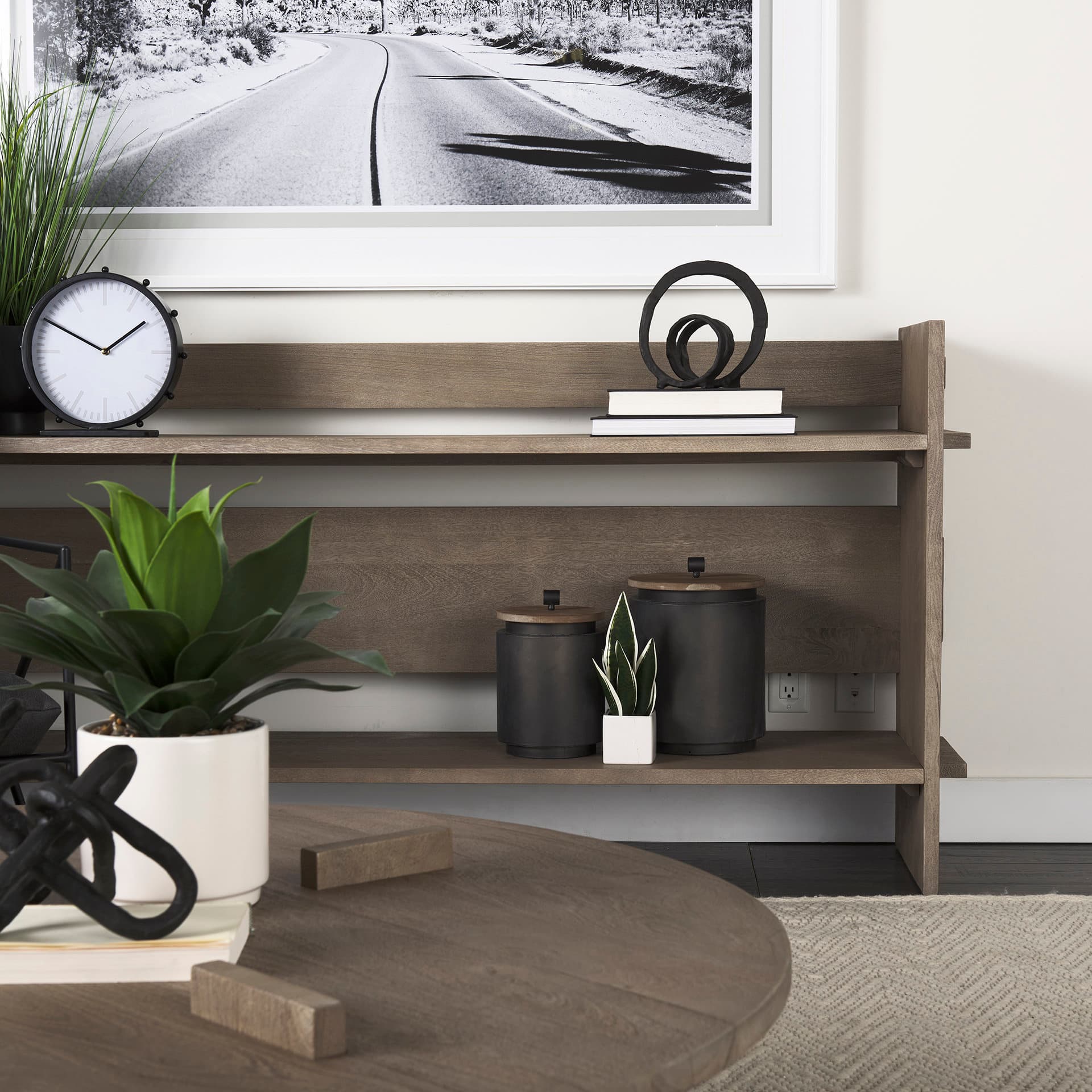 Aida Light Gray Wood Console Table — product photograph