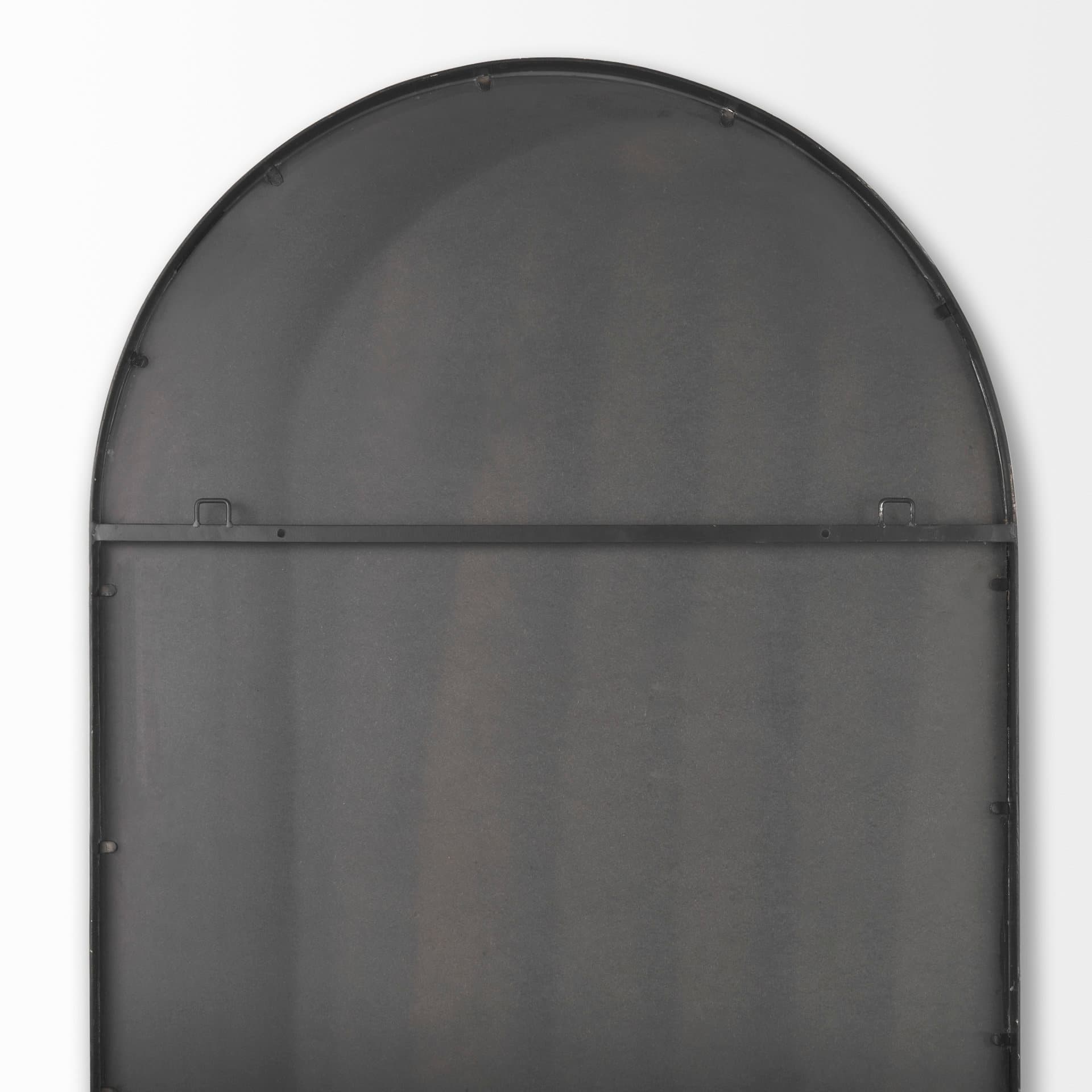Sadie 36.0L x 2.0W x 76.0H Black Metal Rounded Arch Floor Mirror — product photograph