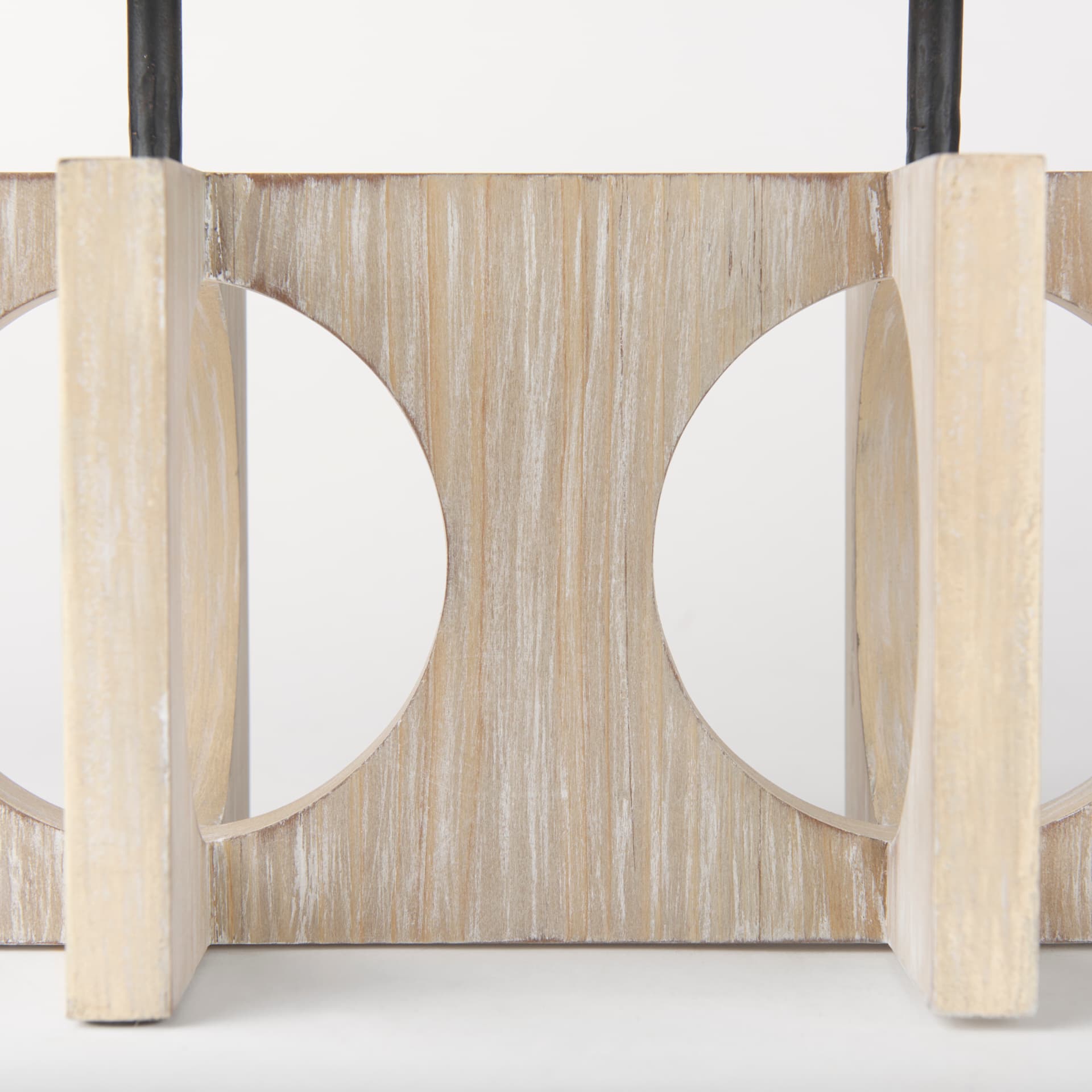 Cambie 29.0L x 6.0W x 9.0H Natural Wood W/Black Metal Candle Holders — product photograph