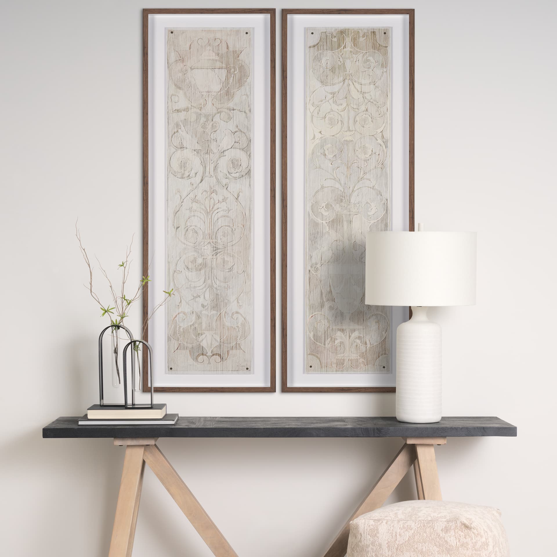 Panel Etching I by Mercana Studio a Hand Embellished Framed Art Print under Glass — in a styled room