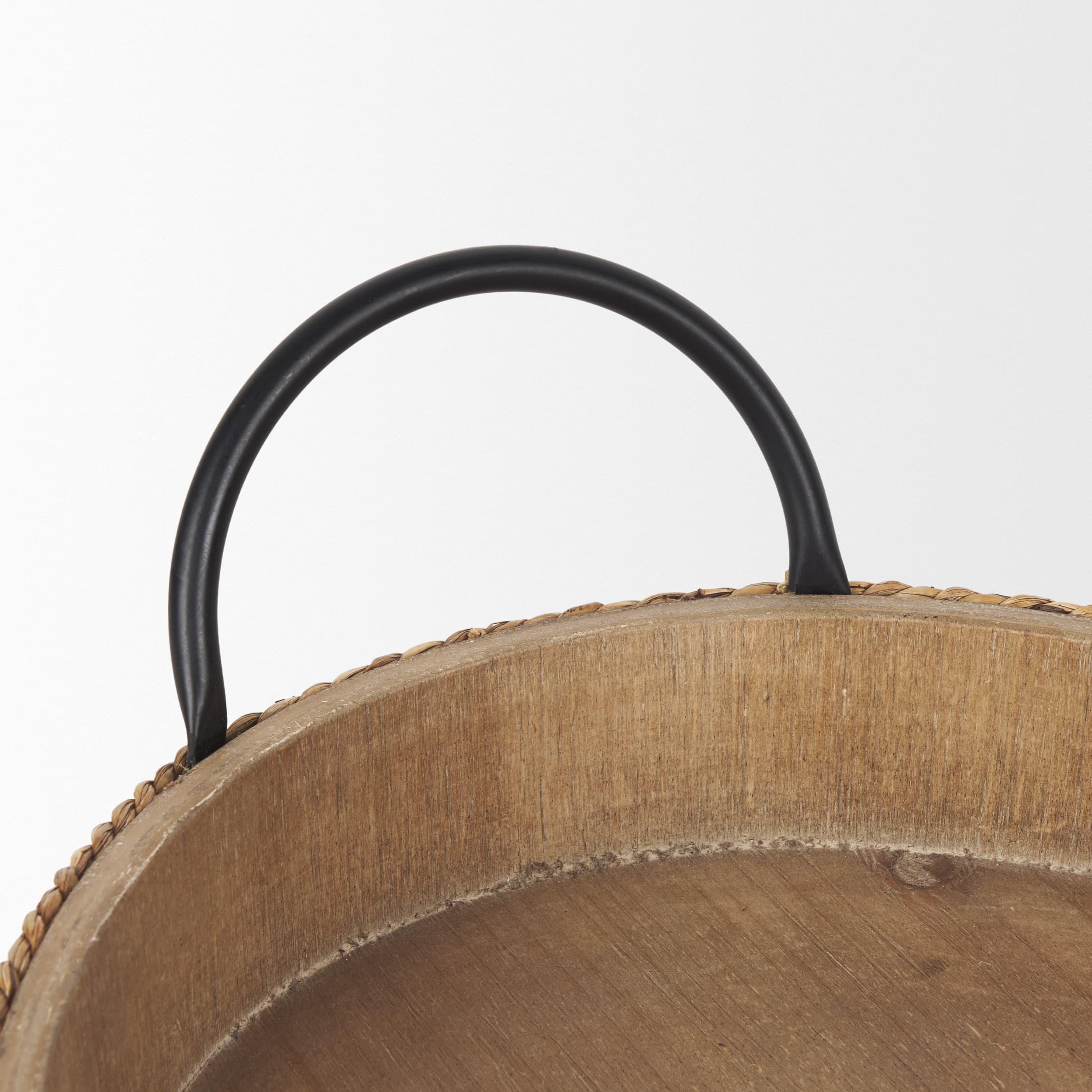 Wheaton Light Brown Wood w/ Natural Jute Serving Trays — product photograph