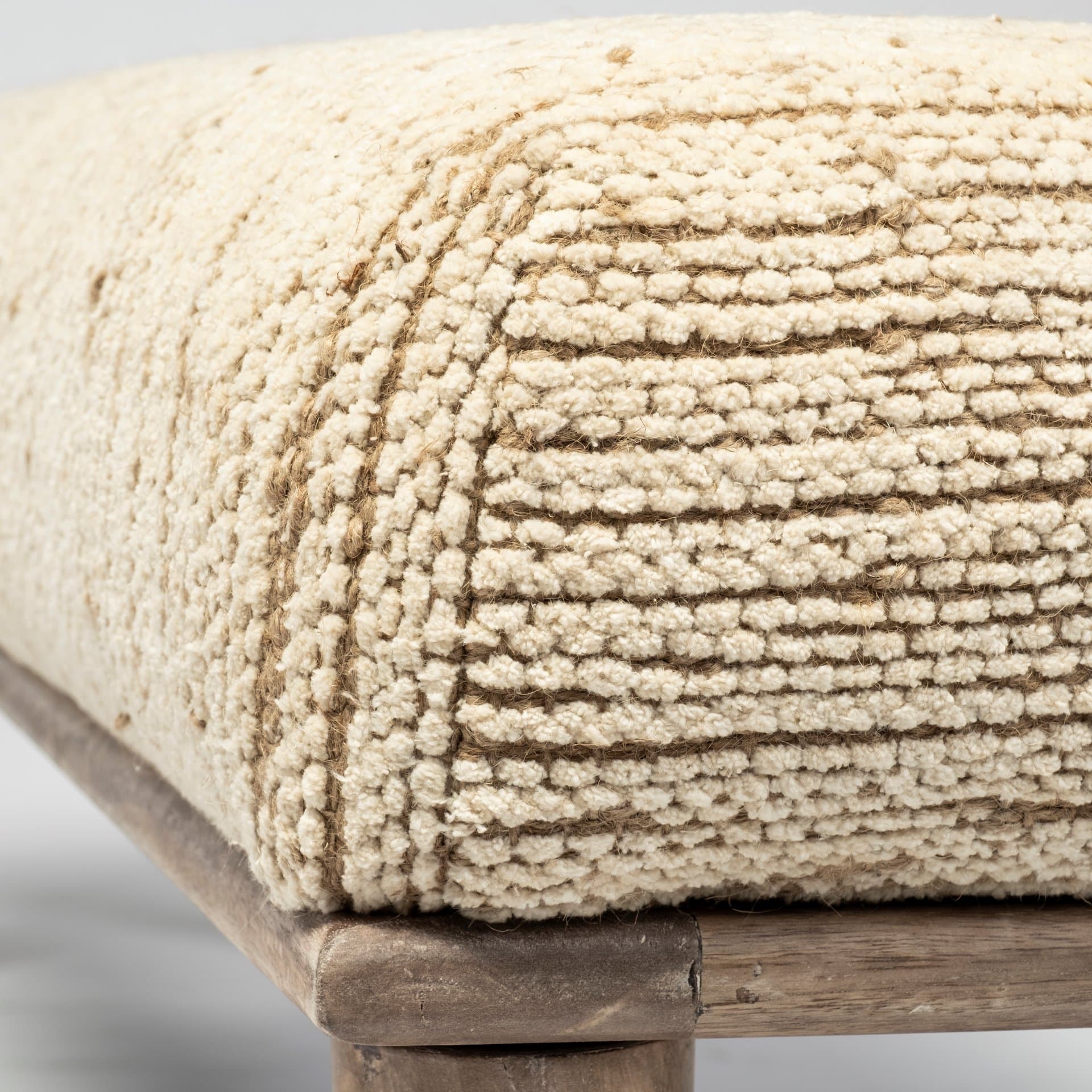 Alder II 55L x 16W Cream Upholstered Seat Wooden Base Accent Bench — product photograph