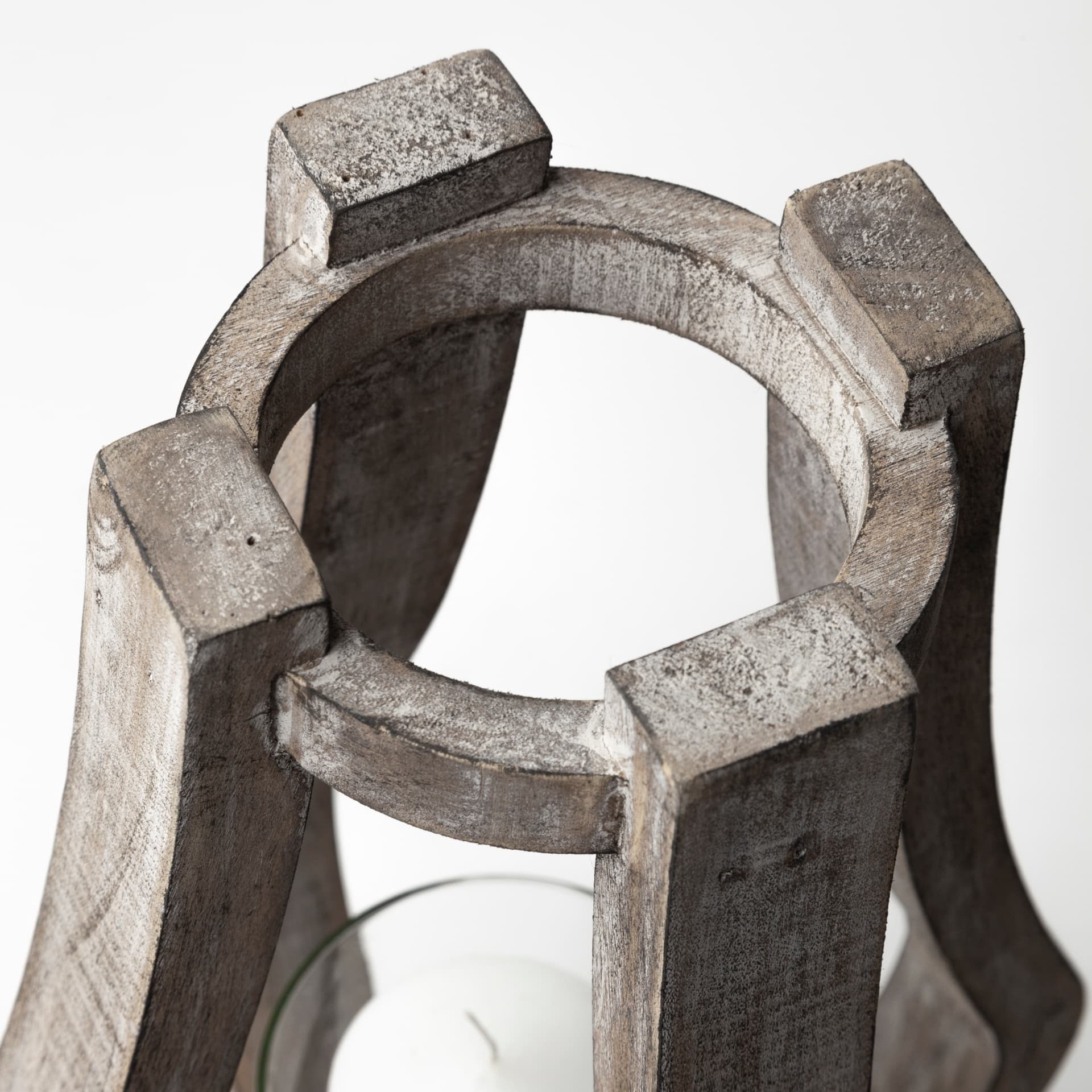 Brillion Small Rustic Wood Metal Table Candle Holder — product photograph