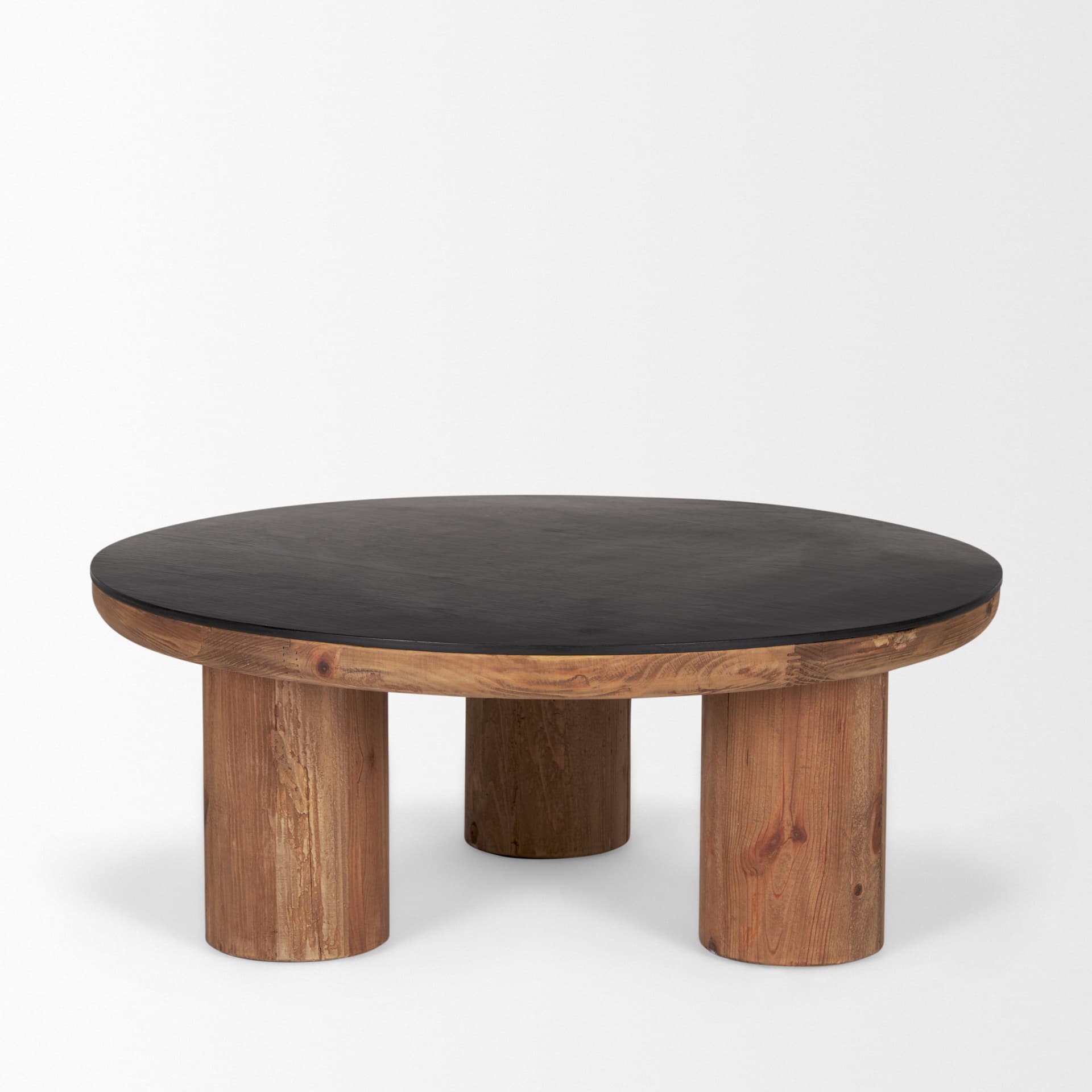 Tucson Natural Wood w/ Round Black Oak Top Coffee Table — product photograph