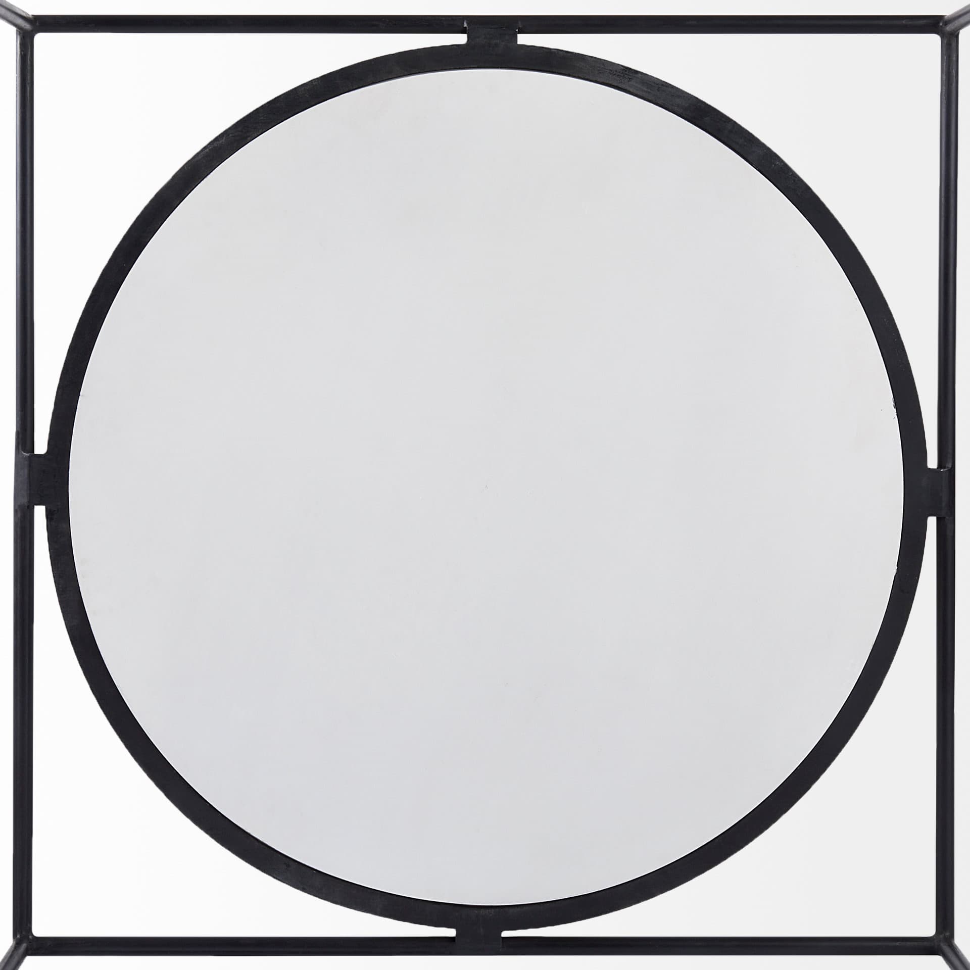 Austen 36L x 36W x 14.5H Round White Marble Top W/ Black Metal Frame Coffee Table — product photograph