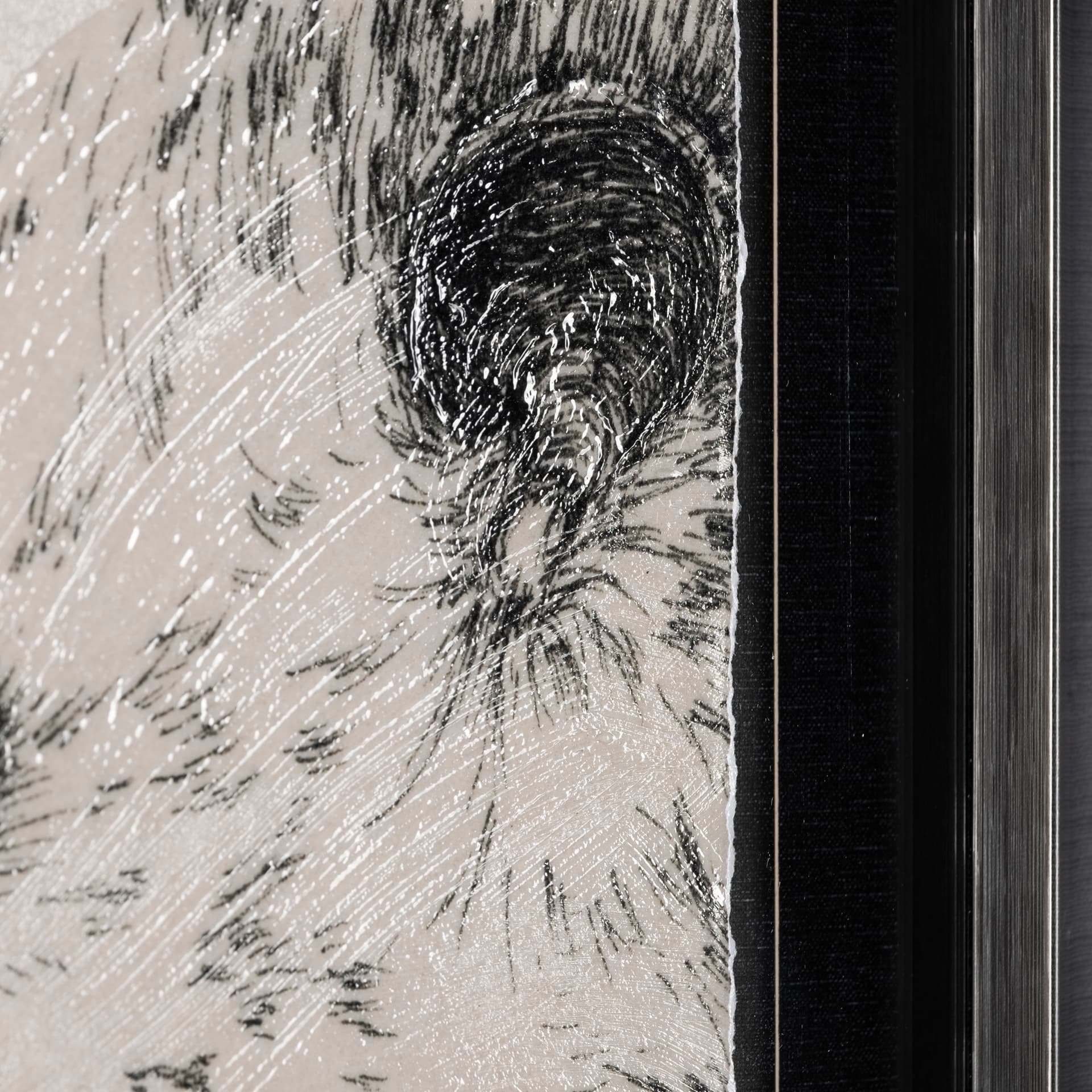 Three is a Crowd I by Mercana Studio a Hand Embellished Textured Framed Art Print Matted under Glass — product photograph