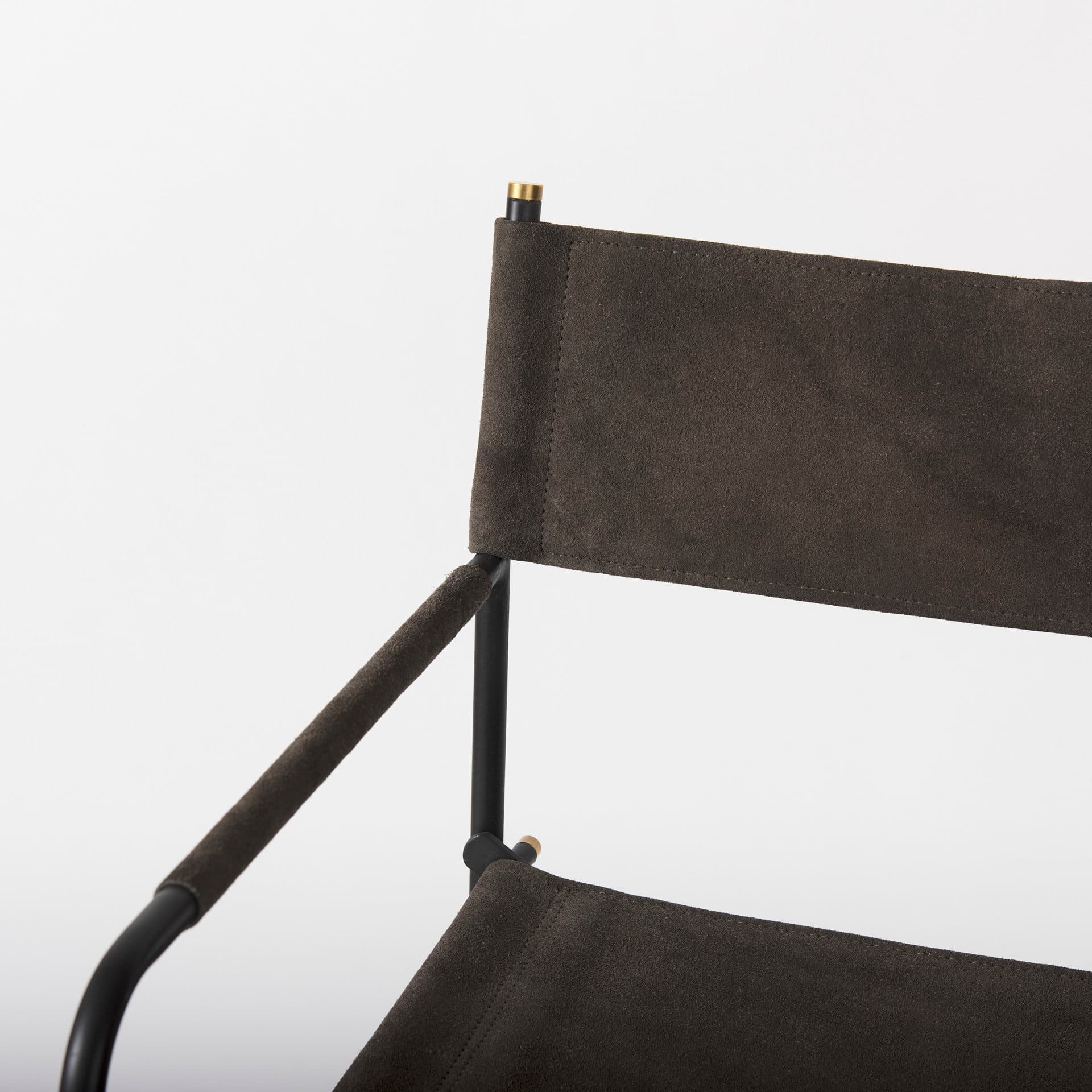 Direttore Backless 40.2in Seat Bar Stool | Brown/Gray Suede w/ Metal — product photograph