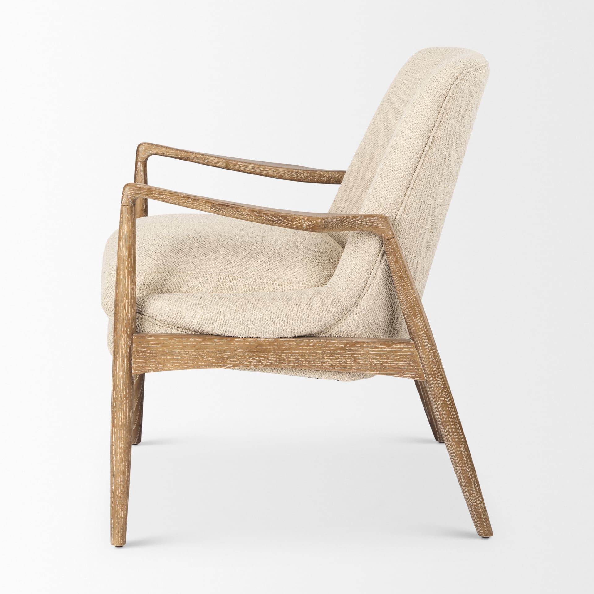 Westan Cream Boucle Fabric W/Light Brown Wood Accent Chair — product photograph