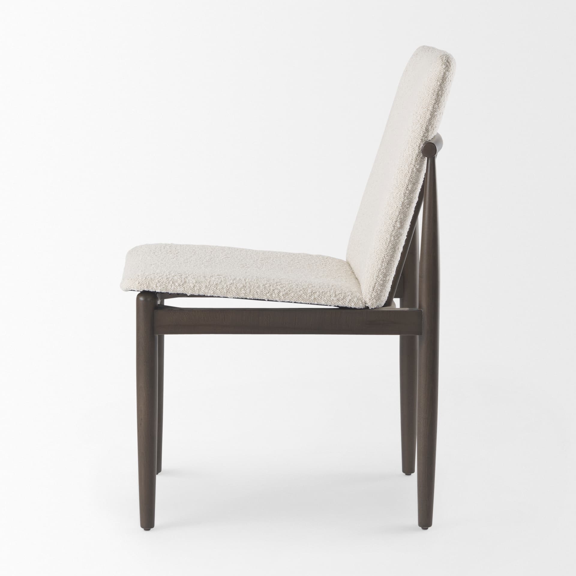 Cavett Curved Back Dining Side Chair | Cream Boucle w/ Dark Wood — product photograph