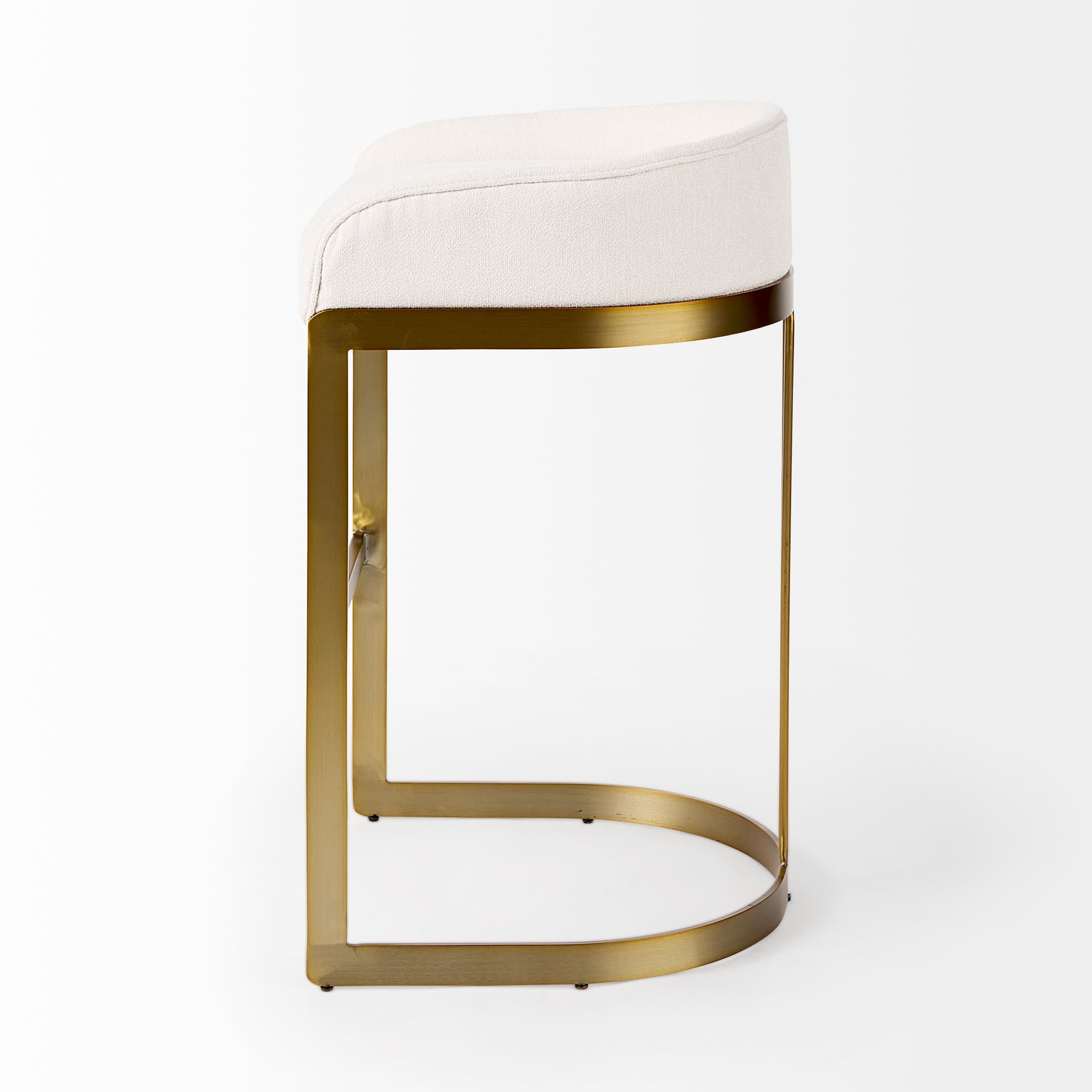 Hollyfield Low Back 28.75in Seat Bar Stool | Cream Fabric w/ Metal — product photograph