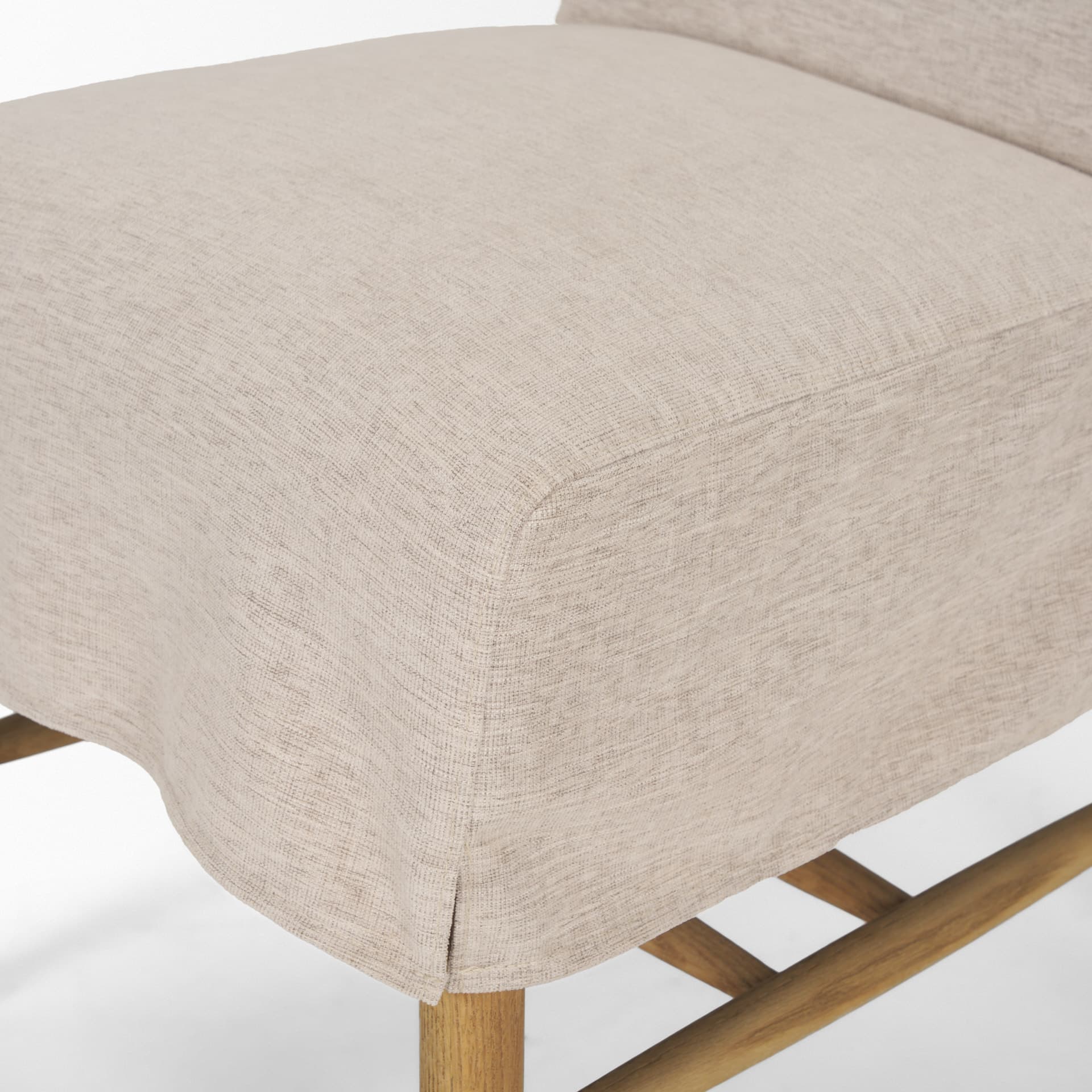 Whitley Oatmeal Performance Fabric w/ Oak Wood Dining Chair — product photograph