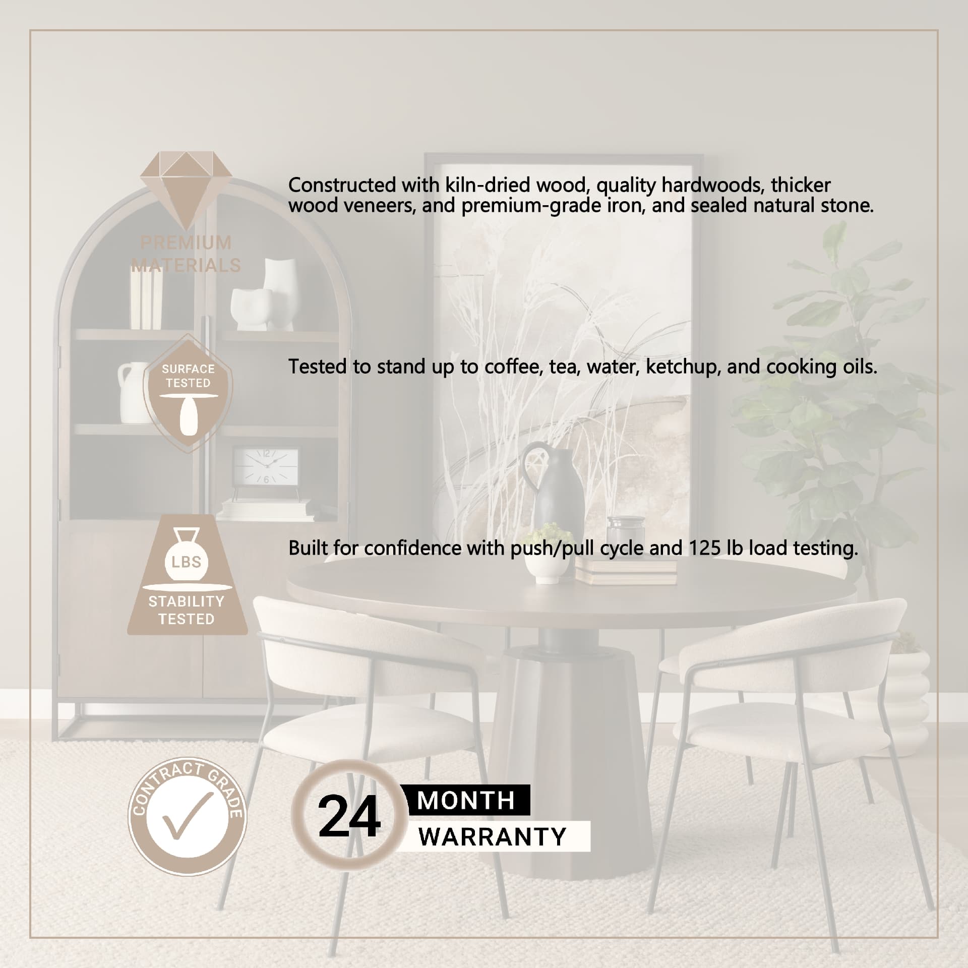 Swanson 60" Round Pedestal Dining Table | Dark Brown Wood | Seats 6 — product photograph