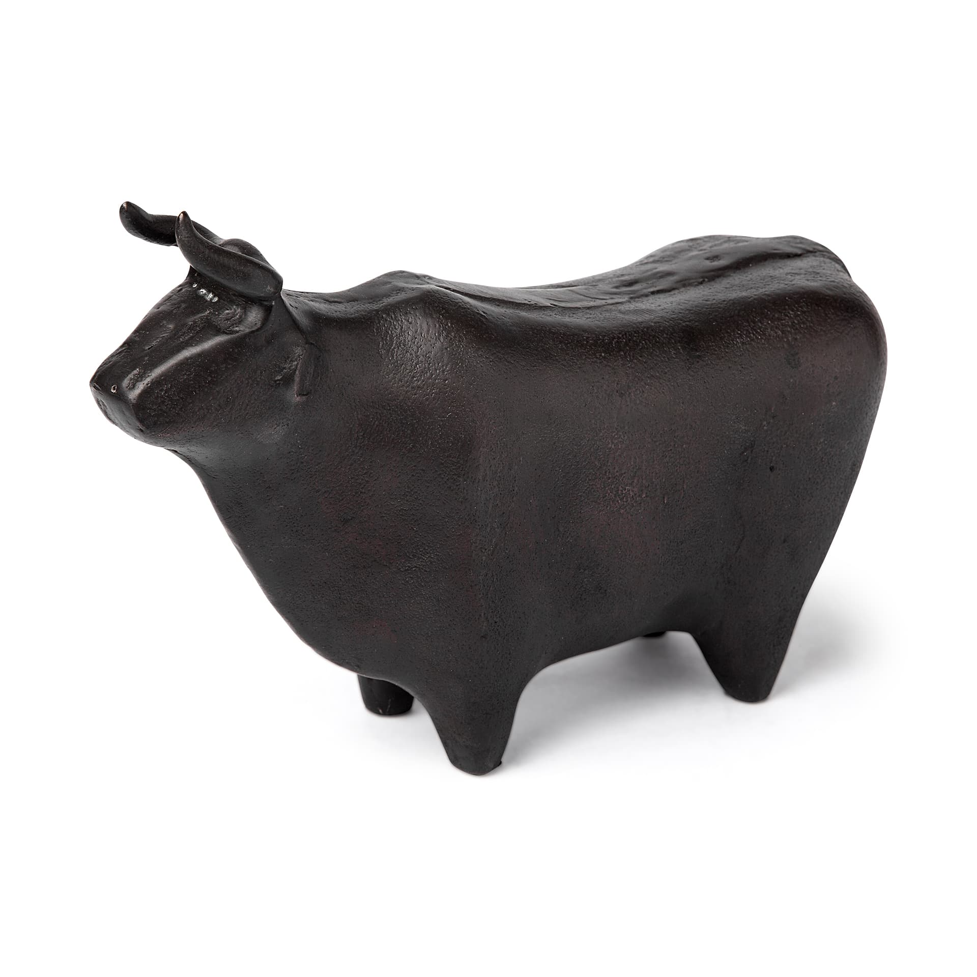 Taurus II 9L x 4W Black Cast Aluminum Bull Decorative Object — product photograph